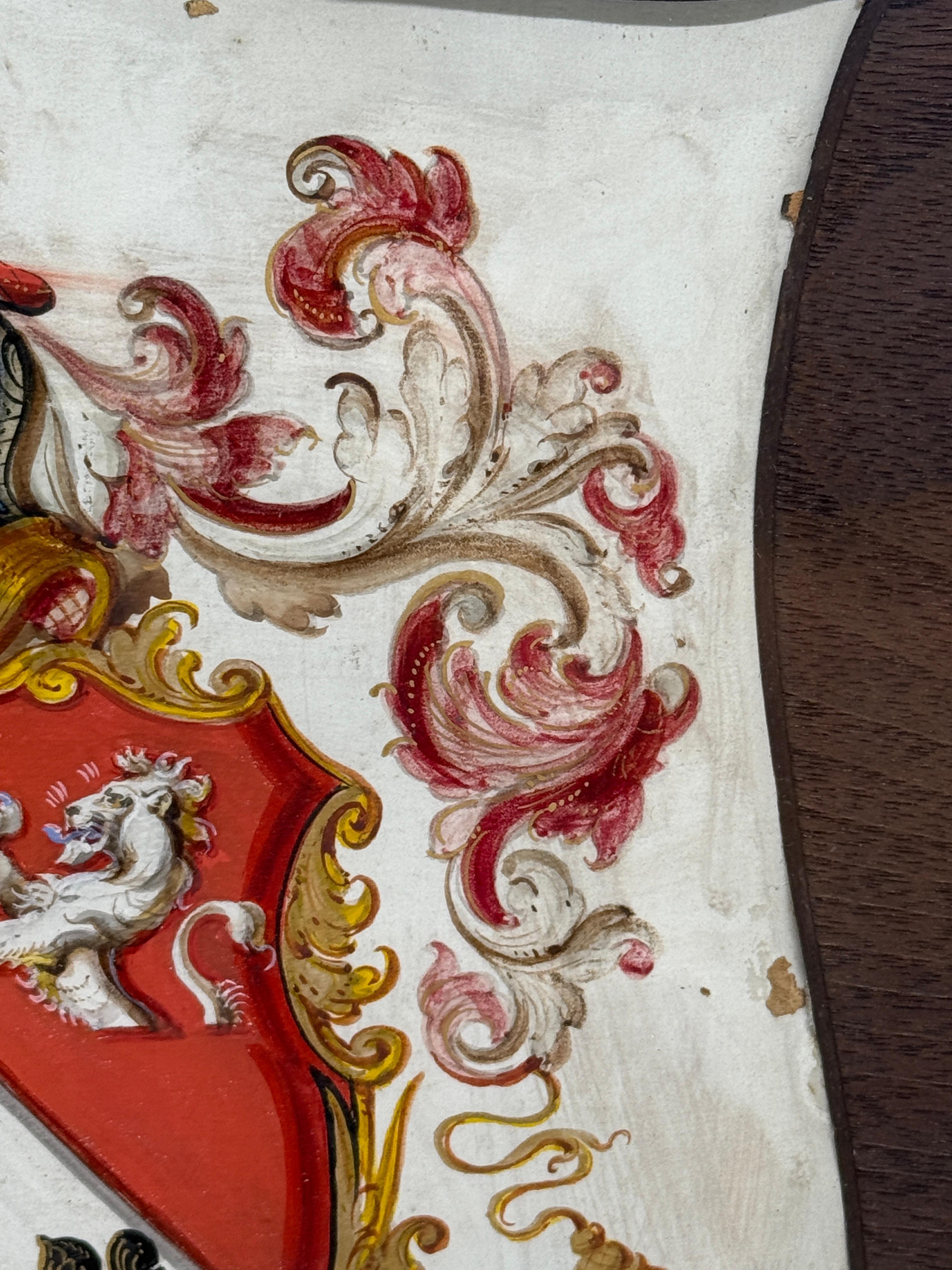 Heraldisches Schildgemälde auf Vellum, Motto 