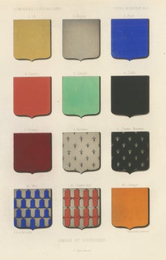 Heraldic Tinctures and Furs, Antique Chromolithograph, Lacroix, 1851
