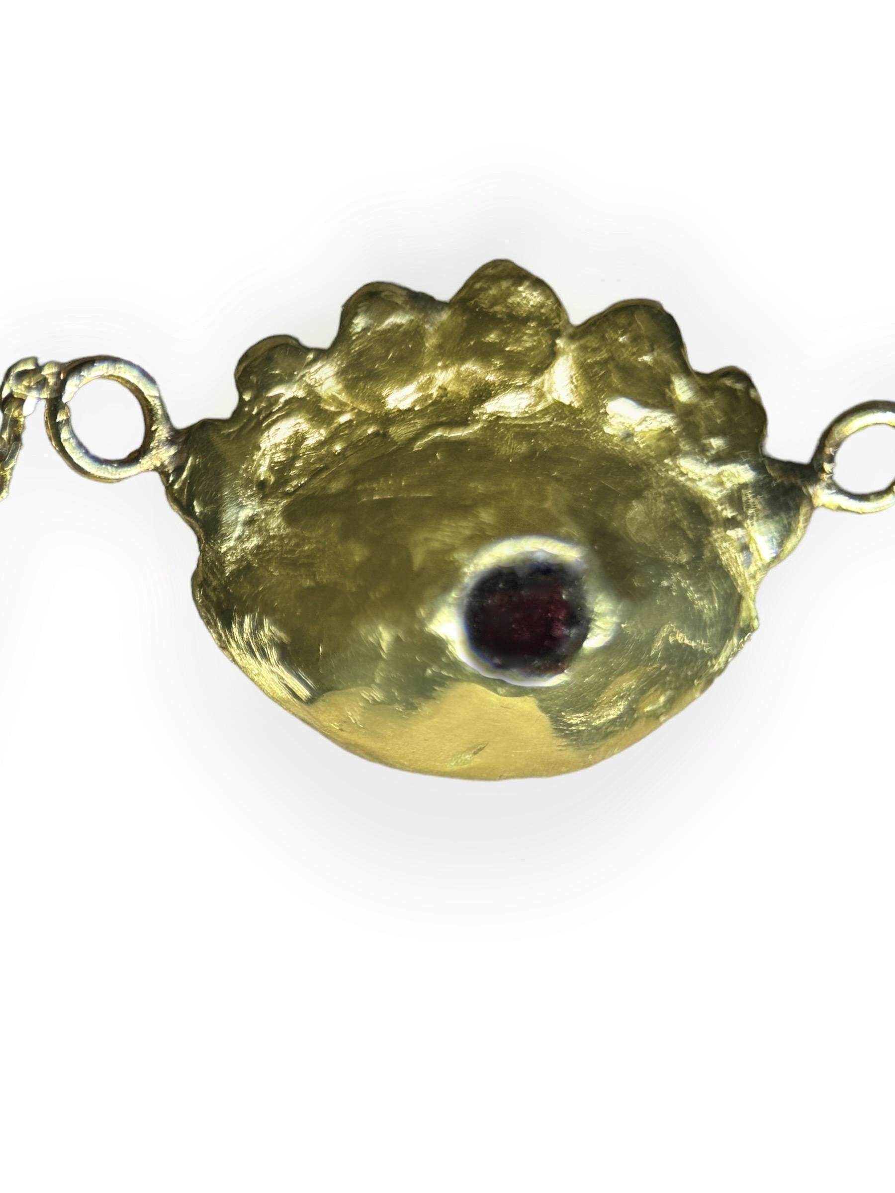 Women's Hera’s Eye Rubellite Tourmaline with Diamonds Necklace in Gold in stock For Sale
