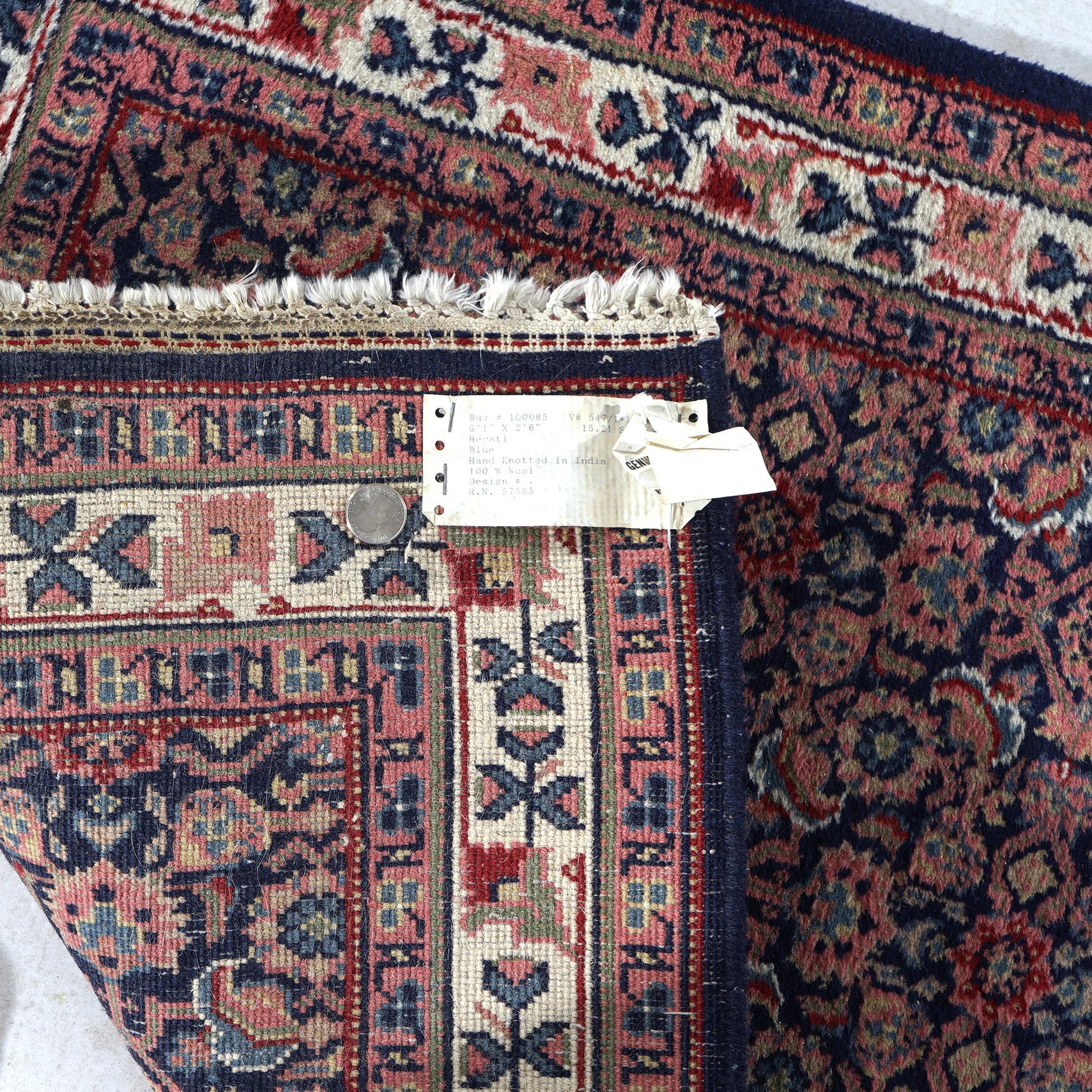 Herati Design Oriental Wool Rug Runner 20th C For Sale 5