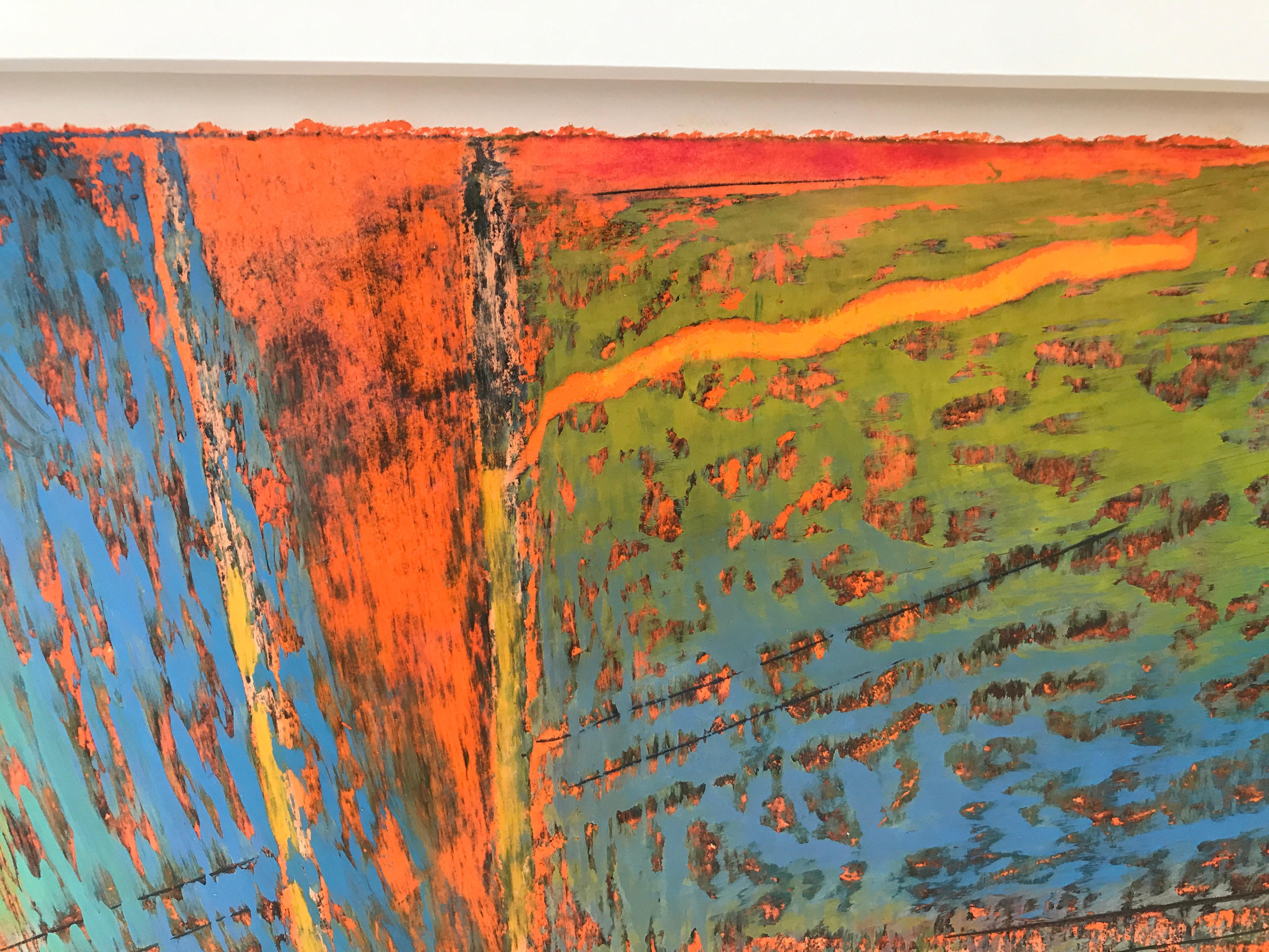 Herb Jackson merges the resonance of classical painting with the energy of Abstract Expressionism in his richly colored and textured abstractions. Jackson’s compositions have an organic look—suggesting, perhaps, cross-sections of geological strata