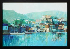 "Untitled - Village Point" Blue-Toned Cityscape Abstract Landscape
