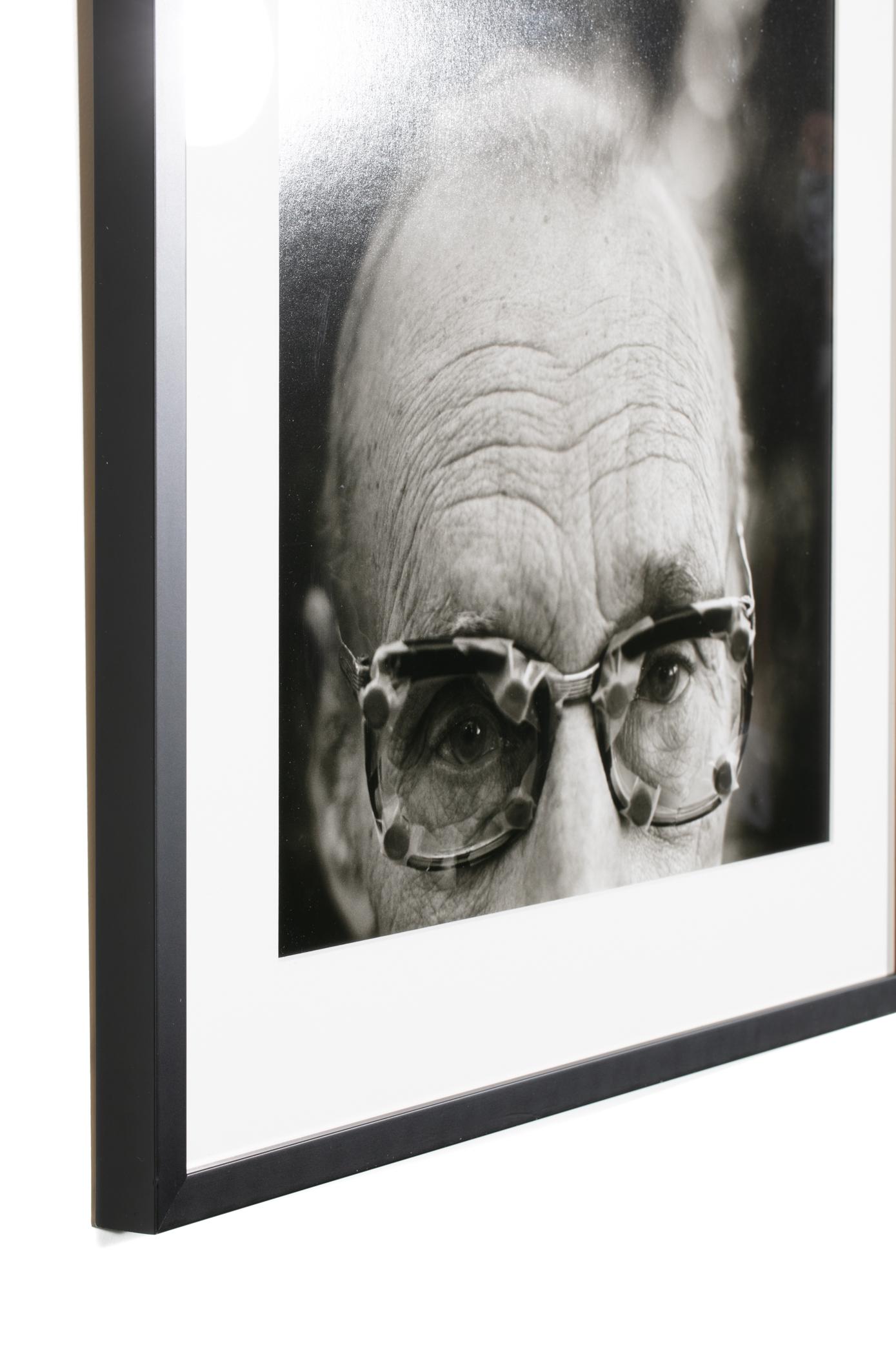 William S. Burroughs - Glasses, Kansas - Gray Black and White Photograph by Herb Ritts 