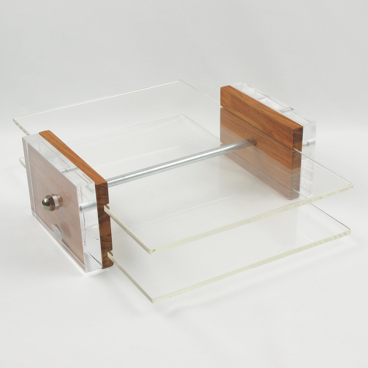 Metal Herb Ritts Astrolite Collection Modern Lucite and Oak Desk Set Accessory, 9 Pc