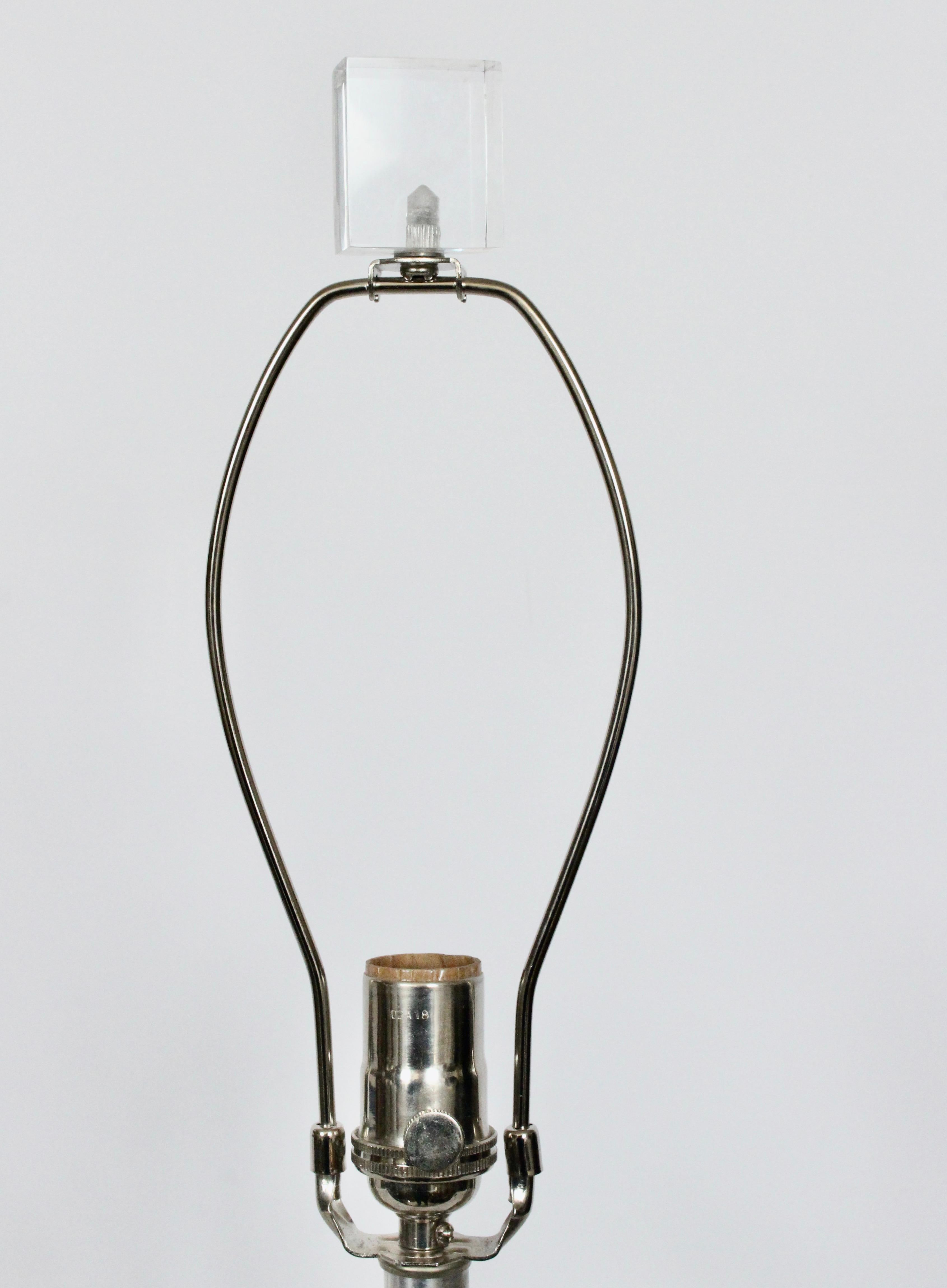Late 20th Century Herb Ritts for Astrolite Curved Double Swag Clear Lucite Table Lamp, 1970s For Sale
