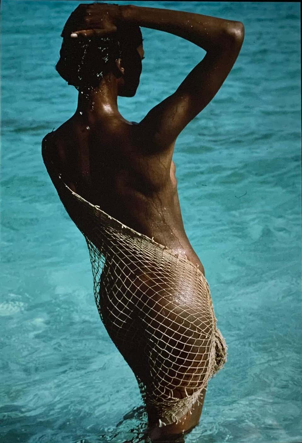 Color Print of Karen Alexander, Nude female in Fishing Net, Contemporary, 1990s