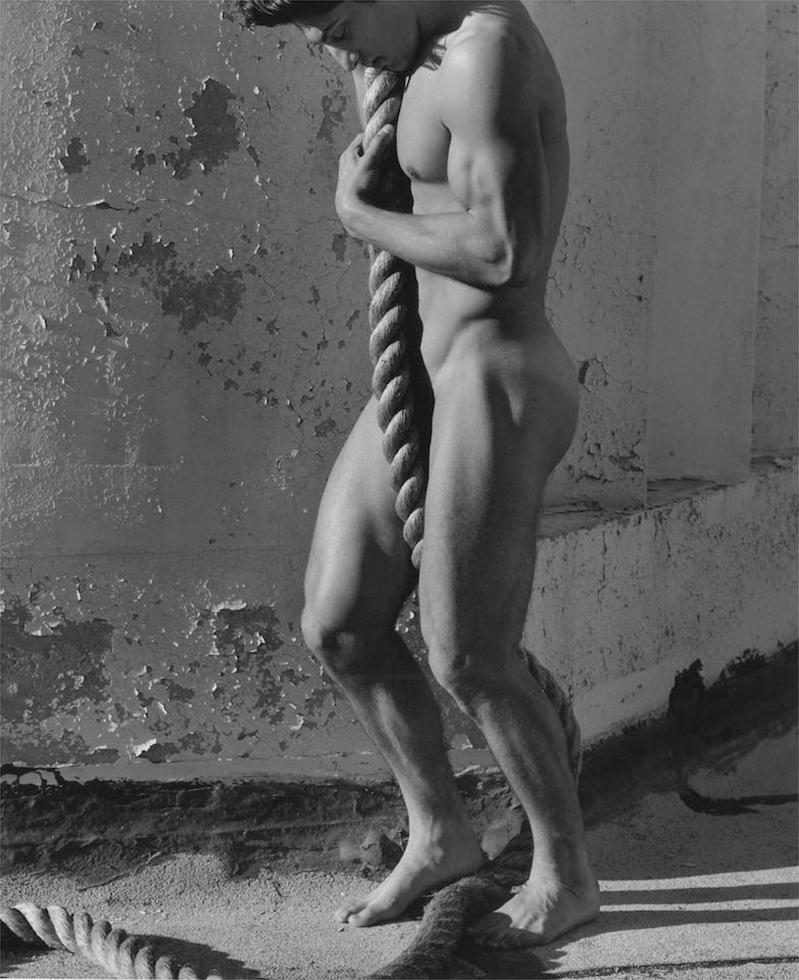Herb Ritts Black and White Photograph - Tony with Rope, Los Angeles