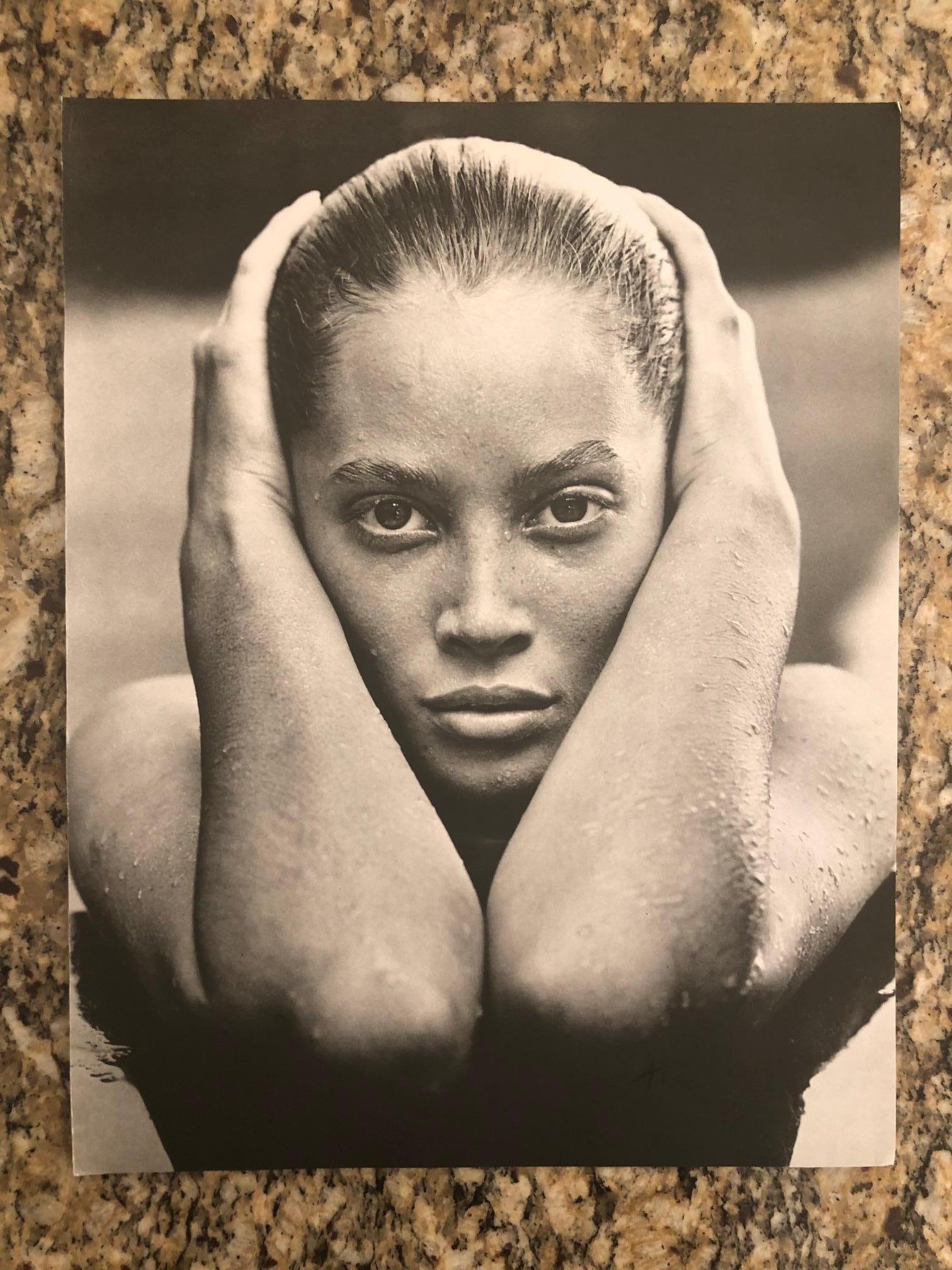 Signed black and white photo of super model, Christy Turlington, by Herb Ritts, circa 1996.
