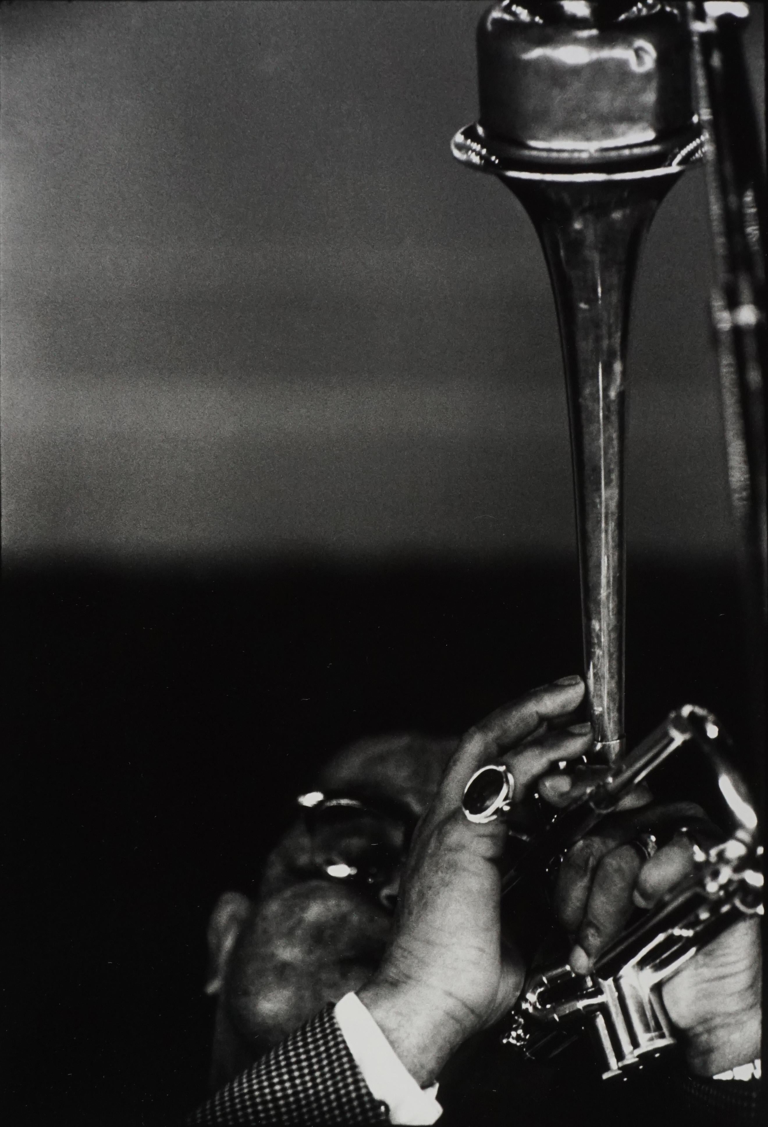 Herb Snitzer Black and White Photograph - Dizzy Gillespie, Performance at Hunter College, New York City, 1959