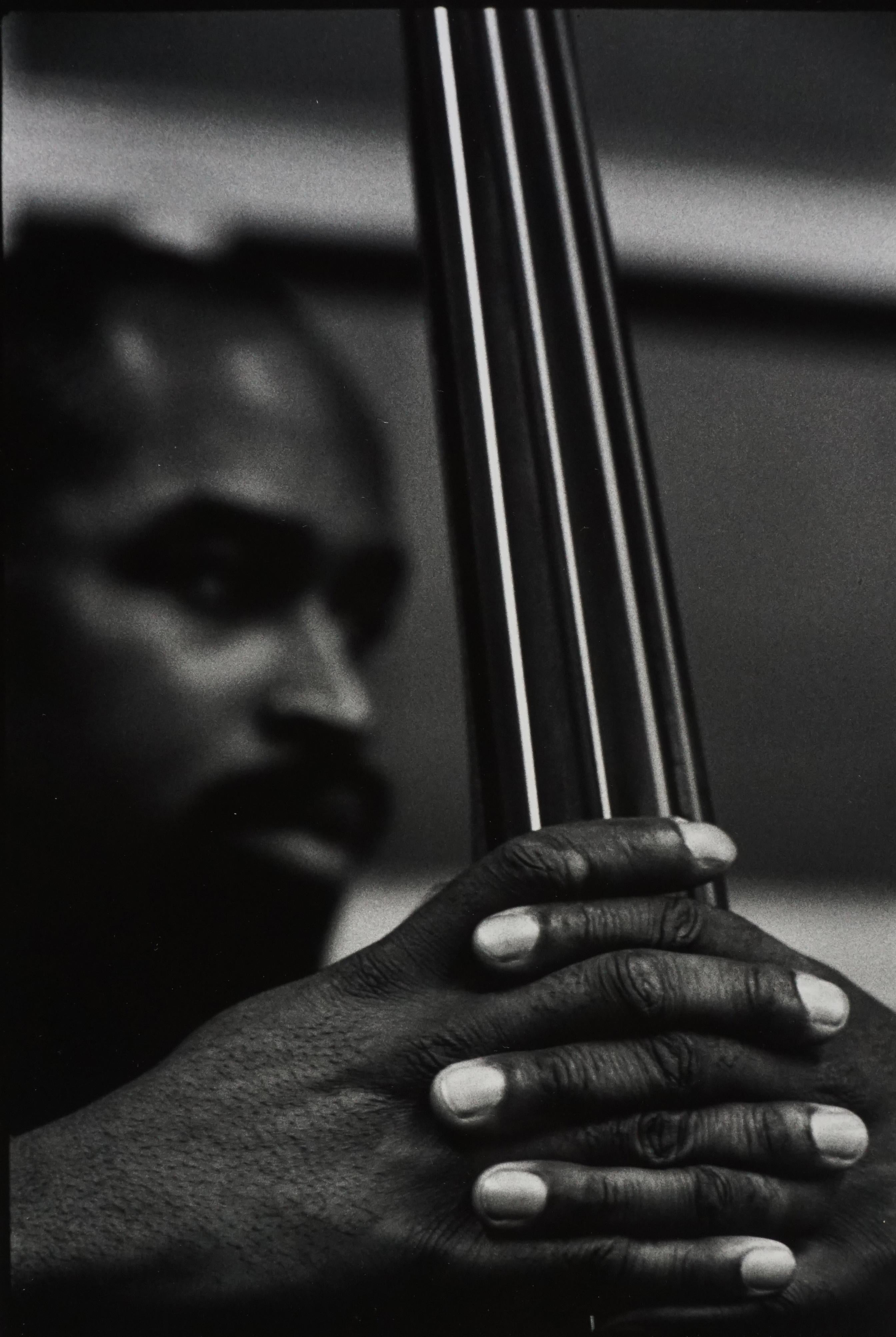 Herb Snitzer Black and White Photograph - Eddie Jones, Count Basie Orchestra recording session, 1960