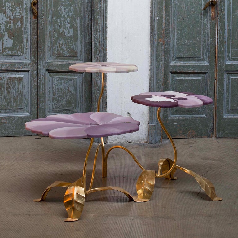 Herba in Motus Aurum Set of 3Side Tables by Victoria Episcopo For Sale