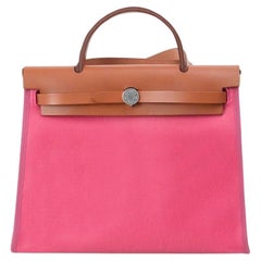 Herbag 31 in Pink Toile Militaire and Gold Vache Hunter Leather