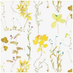 Herbario Designer Wallpaper in Canary 'Multicolor Yellows on White'