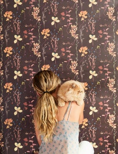 Herbario Designer Wallpaper in Terra 'Neutral Multi-Color on Brown'