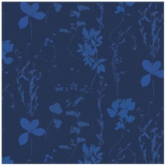 Herbario Designer Wallpaper in Umbra 'Cobalt on Navy'