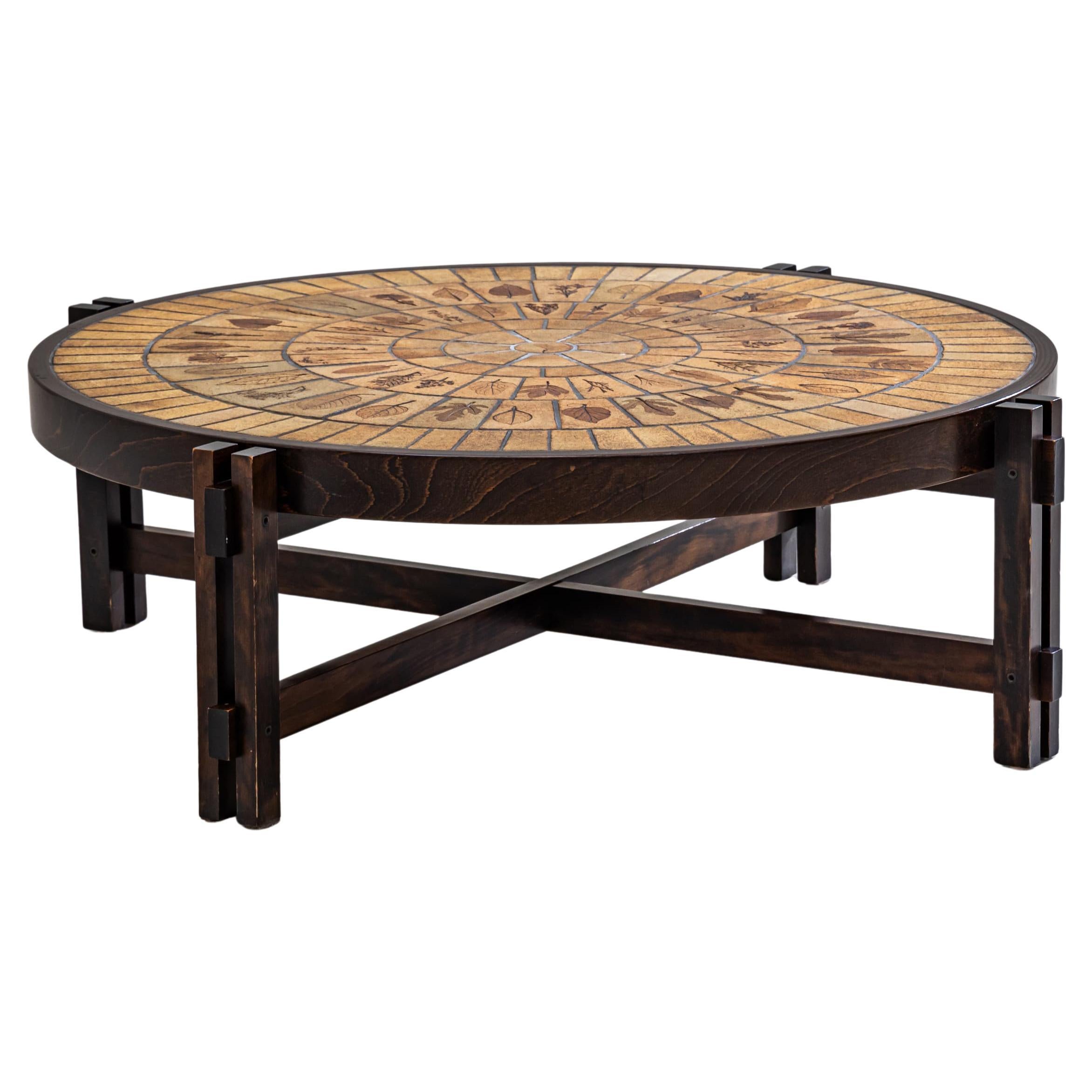 Couchtisch "Herbarium" mit floralen Motiven von Roger Capron, Frankreich im Angebot