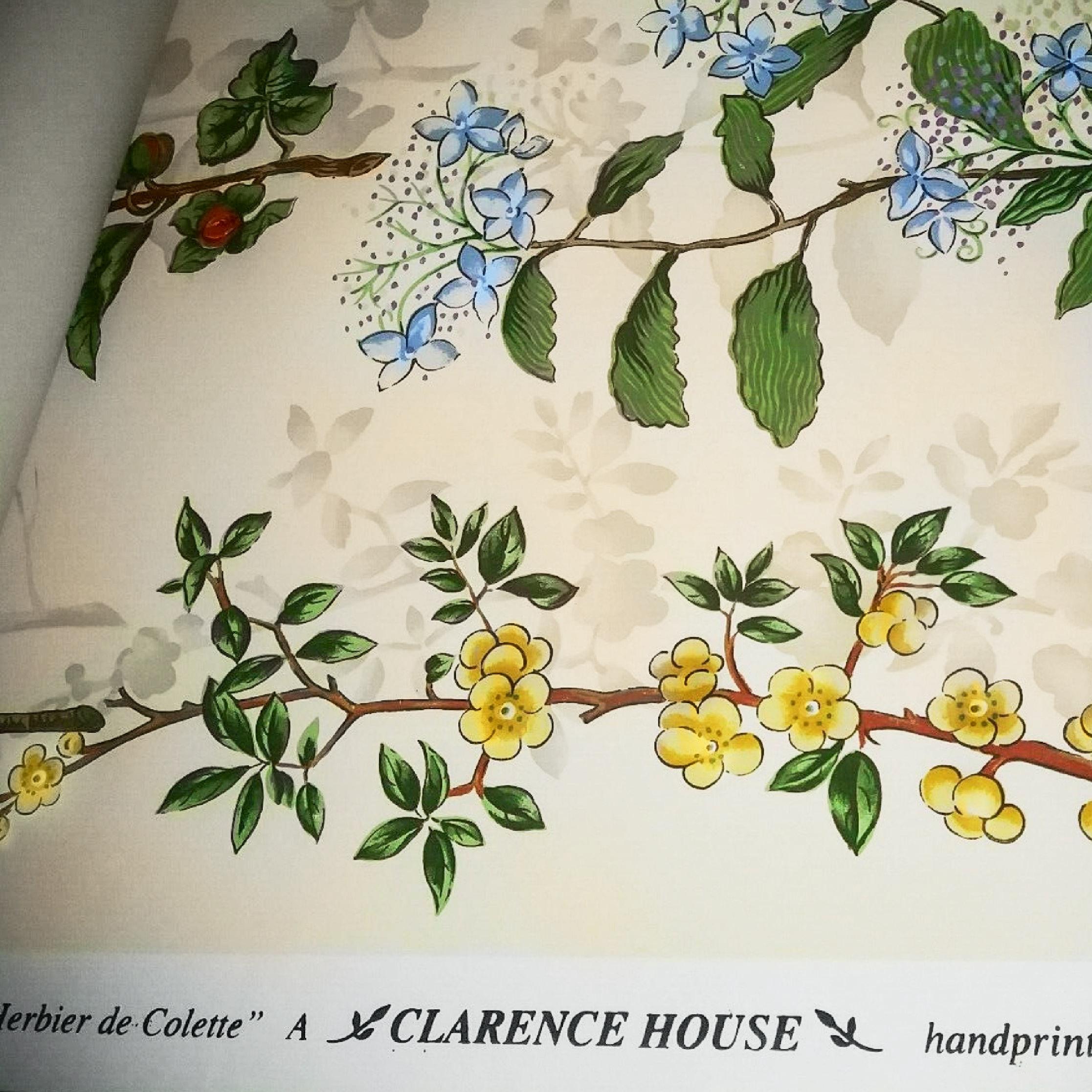 The Herbarium of Colette by Clarence House, vintage handprinted floral wallpaper. Rare limited edition wallpaper, handprinted.
Although little known today, Colette (1873-1954) was the highly regarded French author of some 50 novels, many of them