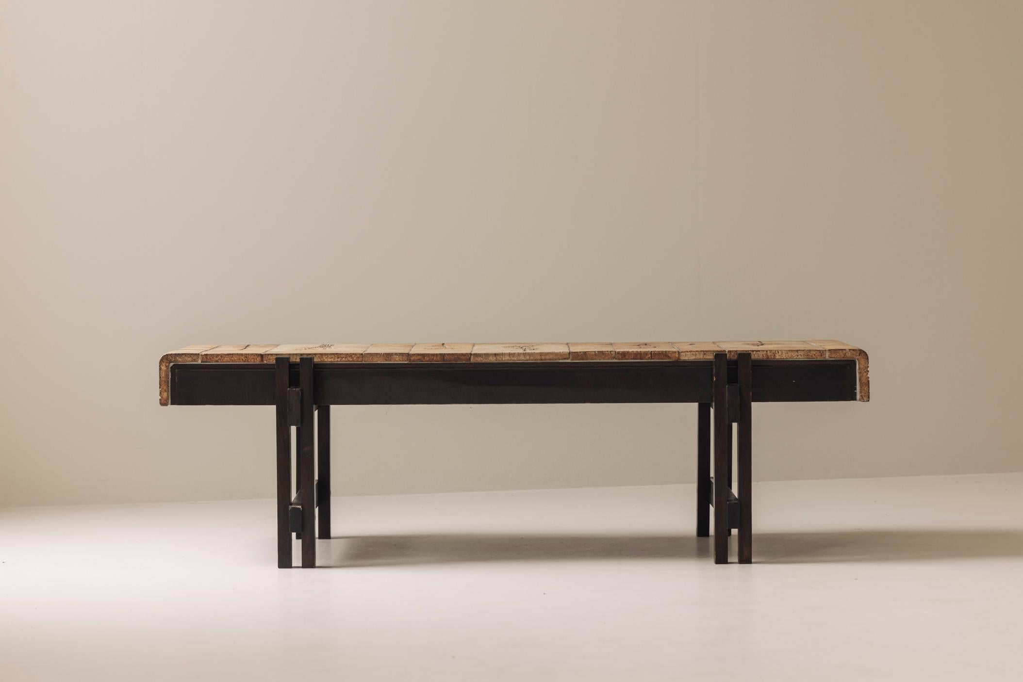 Herbarium rectangular coffee table by Roger Capron, France 1960s. For Sale 3