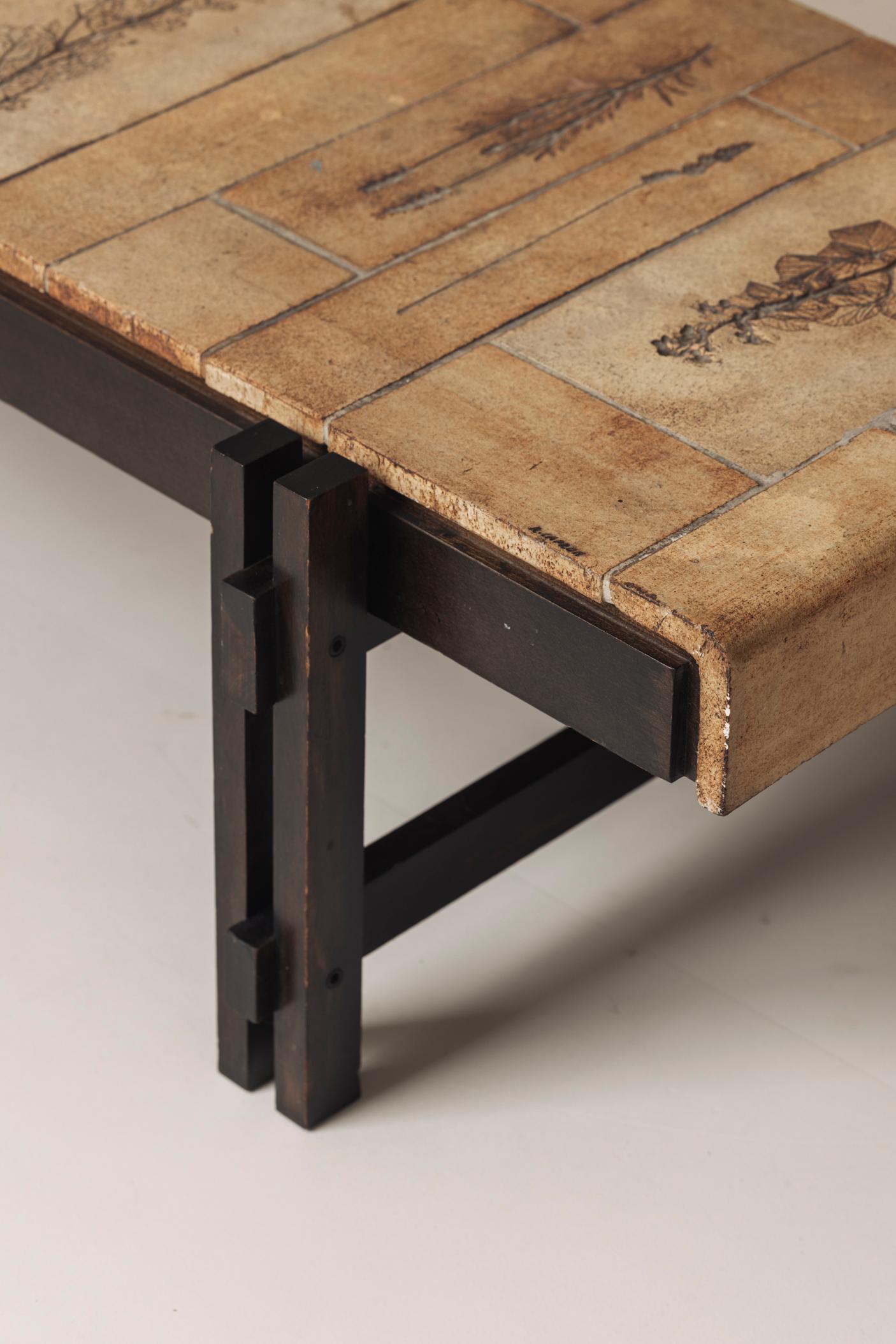 Herbarium rectangular coffee table by Roger Capron, France 1960s. For Sale 6