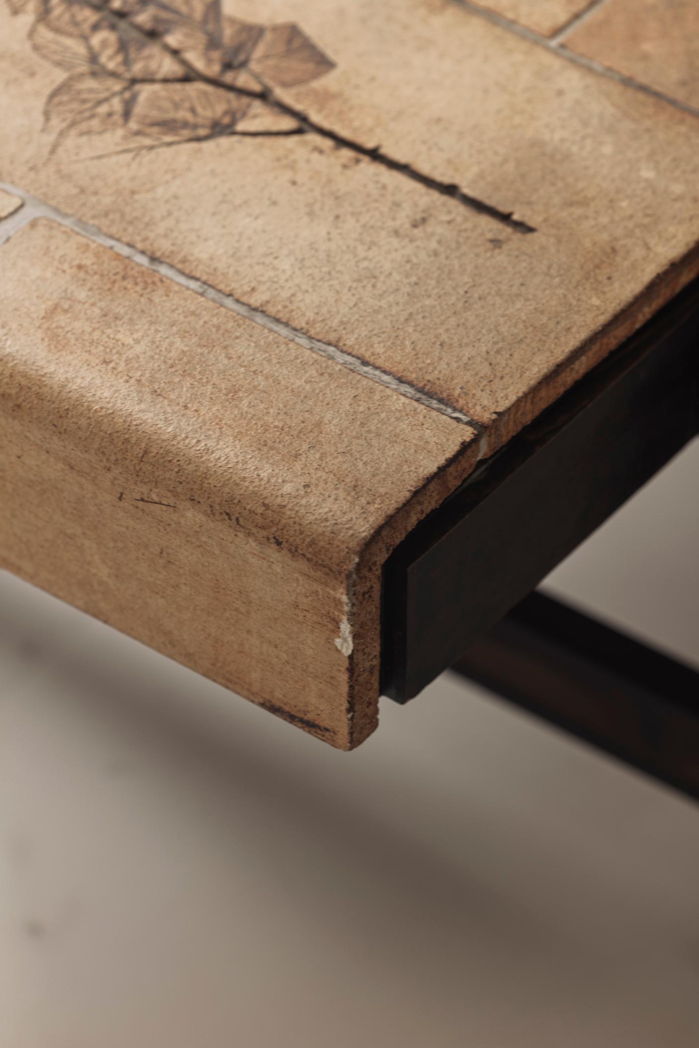 Herbarium rectangular coffee table by Roger Capron, France 1960s. For Sale 7