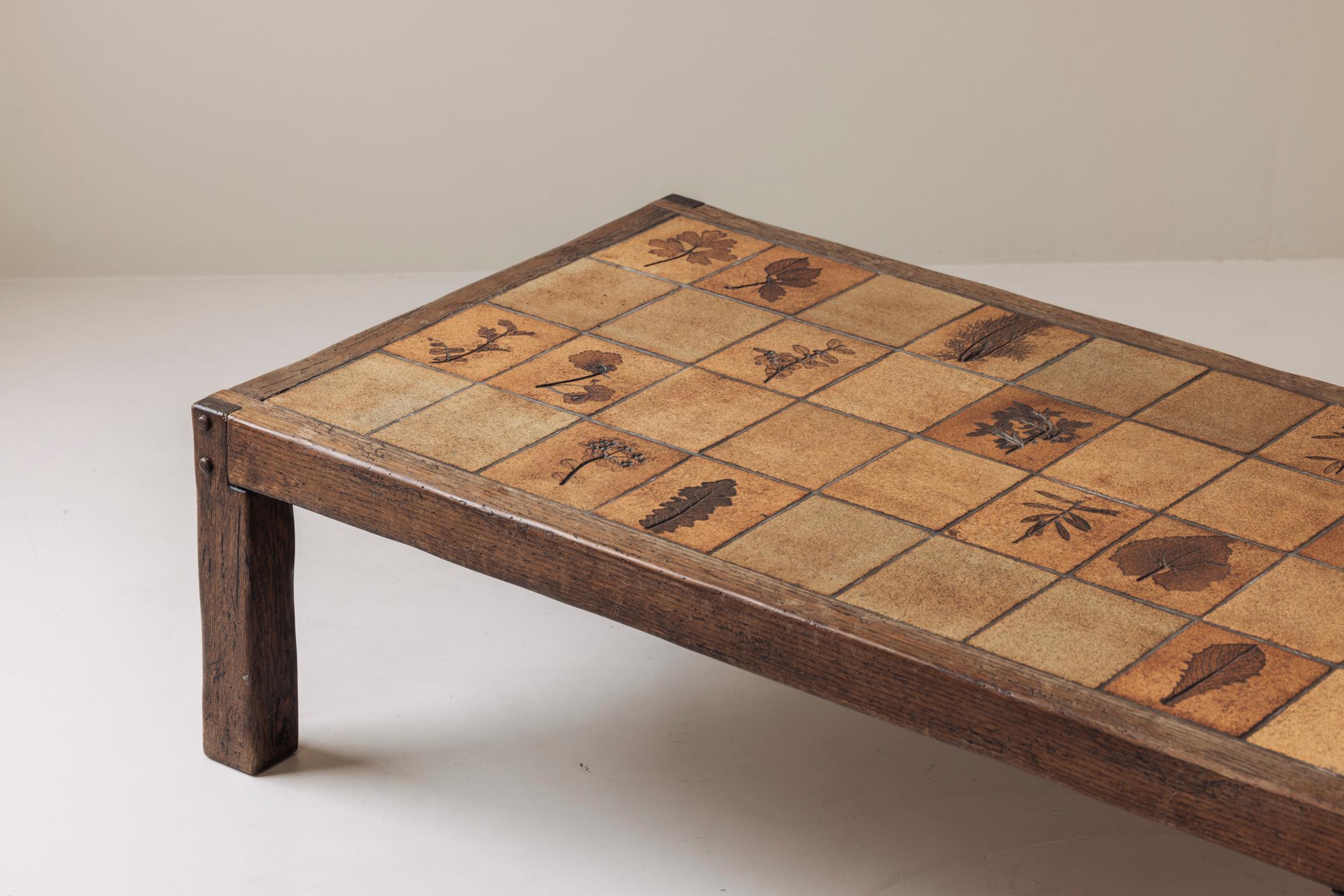 French Herbarium rectangular coffee table by Roger Capron, France 1960s. For Sale