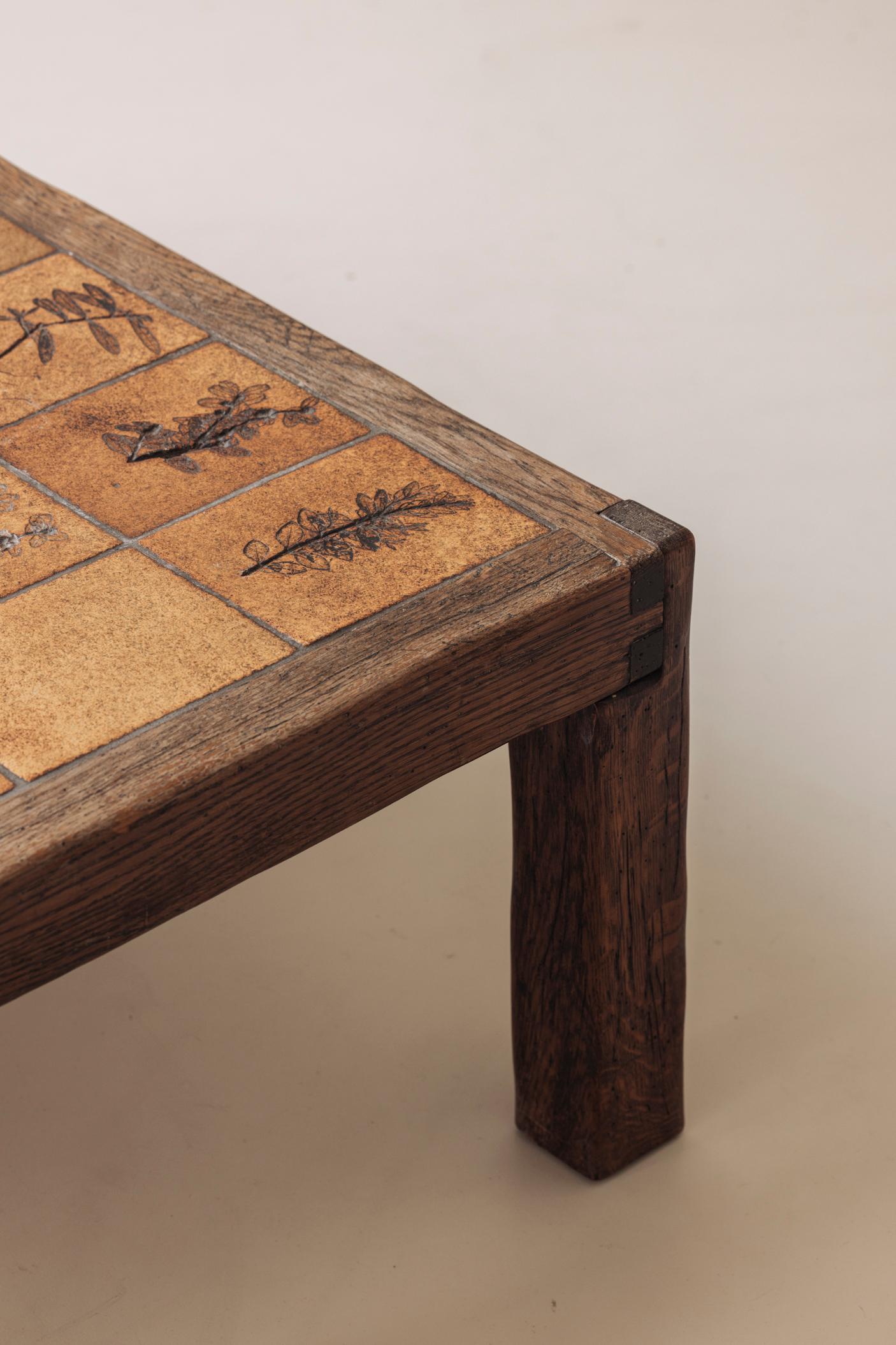 Herbarium rectangular coffee table by Roger Capron, France 1960s. In Good Condition For Sale In Antwerp, BE