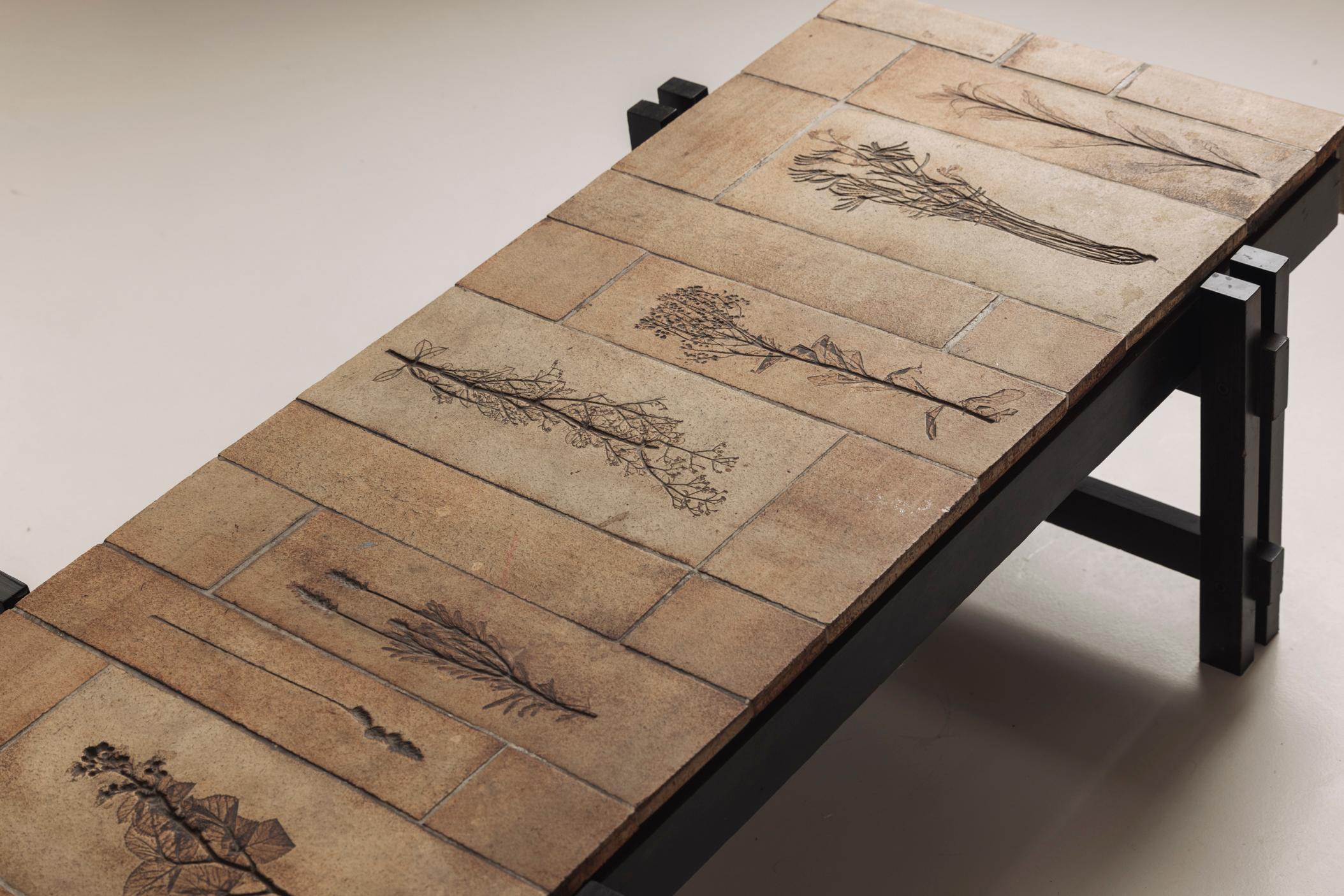 Herbarium rectangular coffee table by Roger Capron, France 1960s. In Good Condition For Sale In Antwerp, BE