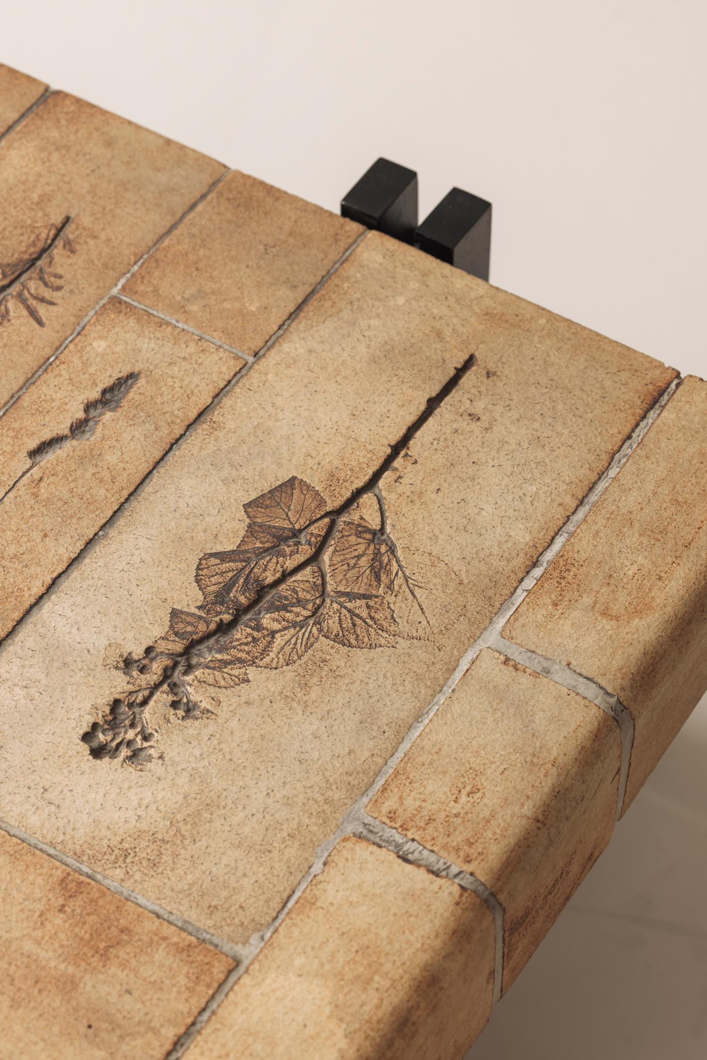 Ceramic Herbarium rectangular coffee table by Roger Capron, France 1960s. For Sale