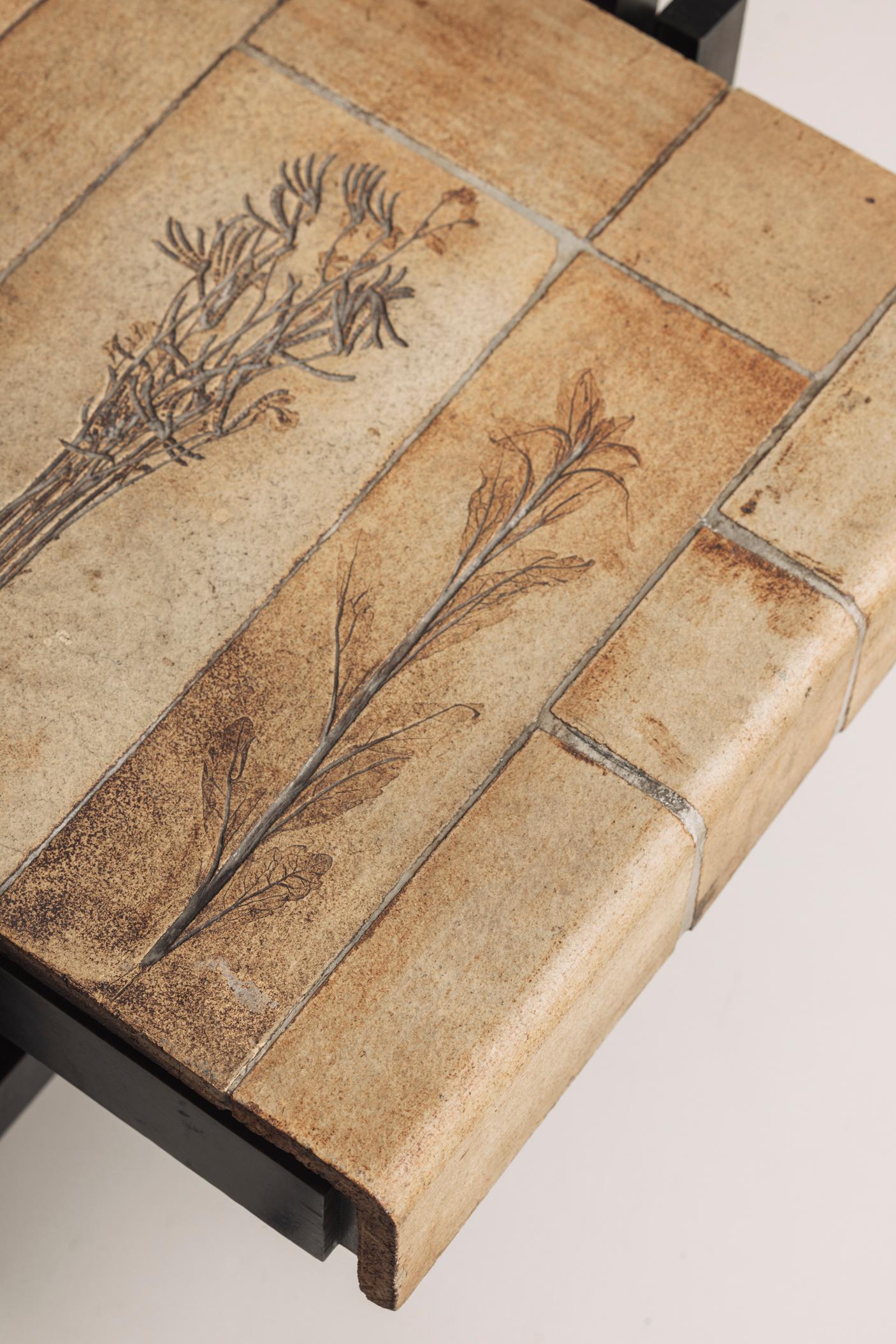Herbarium rectangular coffee table by Roger Capron, France 1960s. For Sale 1