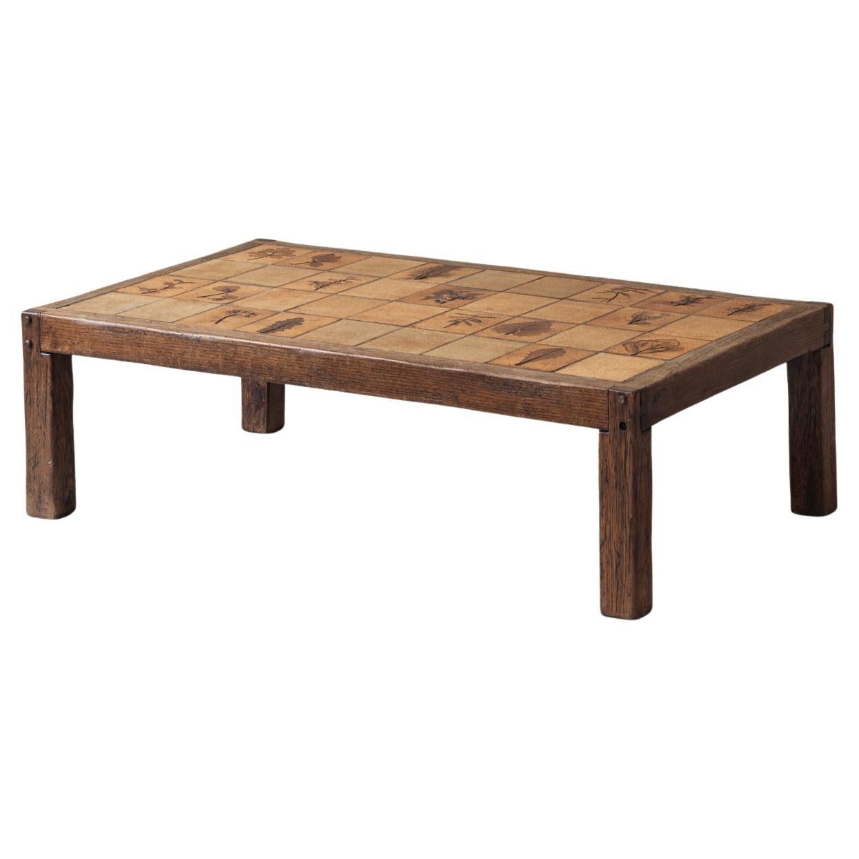 Mesa de centro rectangular Herbarium de Roger Capron, Francia Años 60.