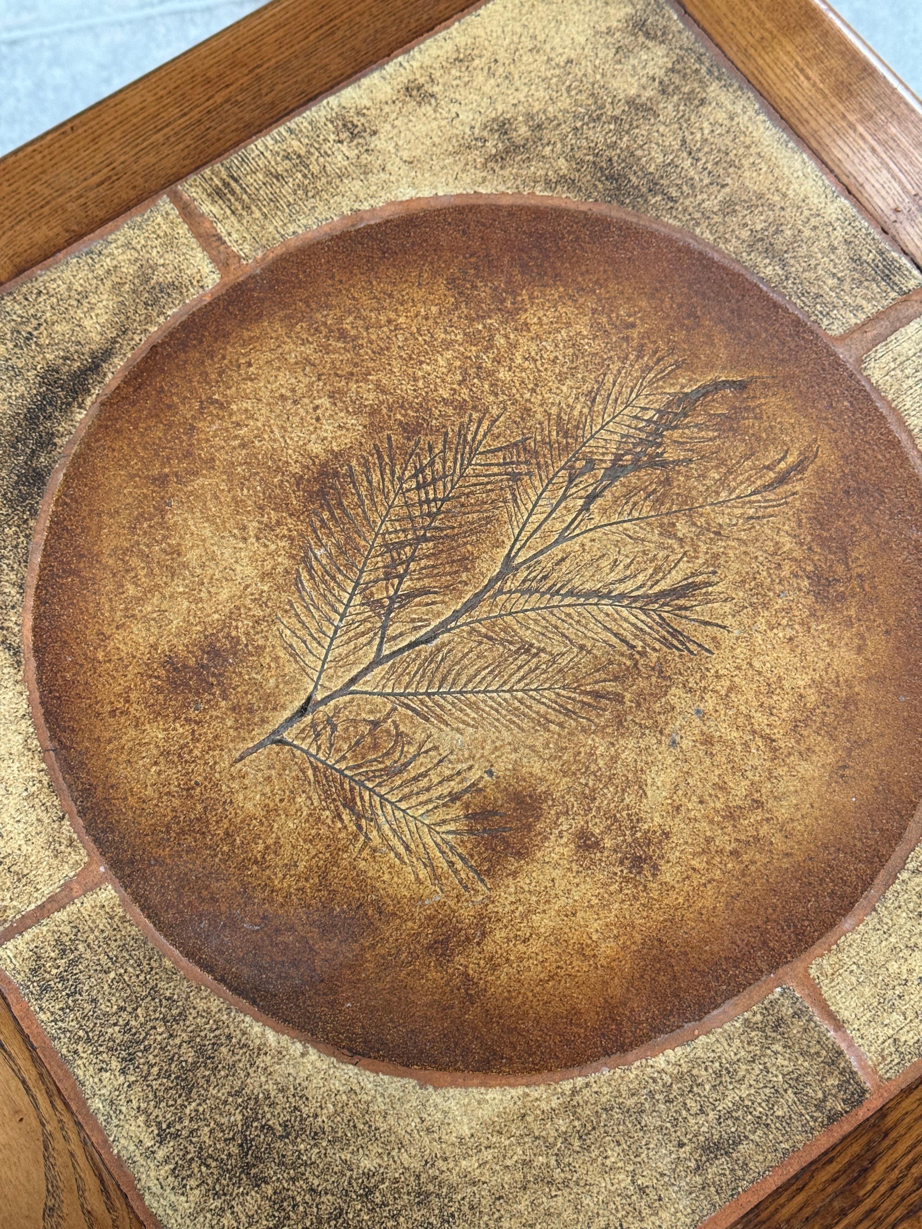 Herbarium Vallauris ceramic coffee table, rustic chic design, France 1970s For Sale 4