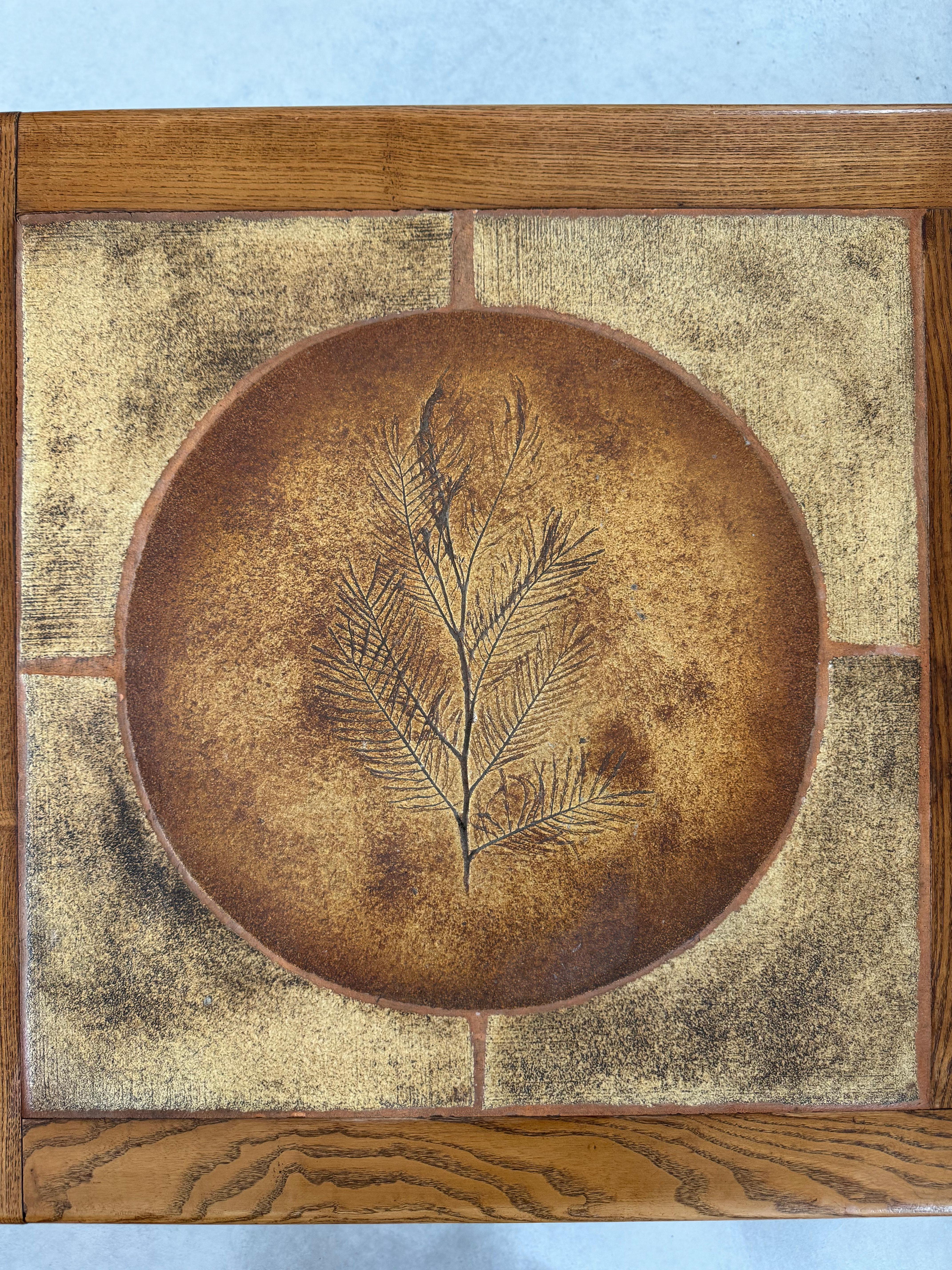 Herbarium Vallauris Keramik-Couchtisch, rustikales, schickes Design, Frankreich 1970er Jahre im Zustand „Gut“ im Angebot in leucate, FR