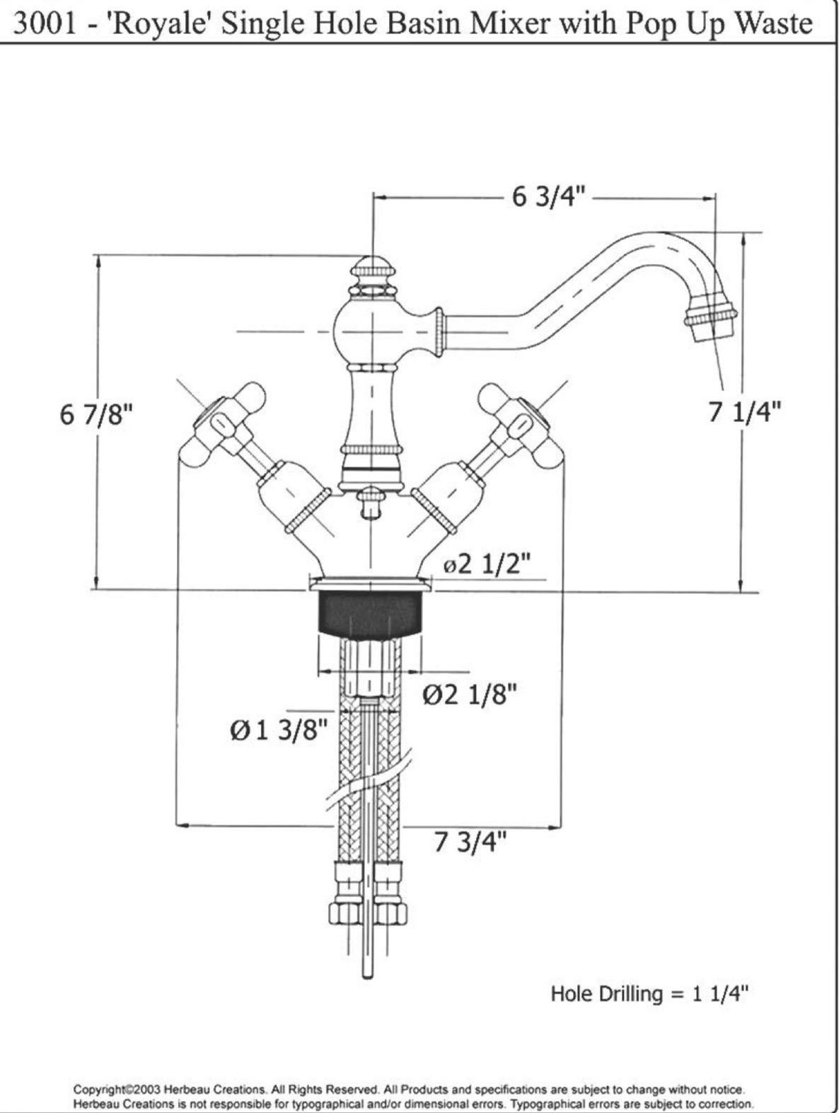 Herbeau France Royale 30001 Faucet Mixer mit Einzelloch, verwittertes Messing, Frankreich.   im Angebot 1