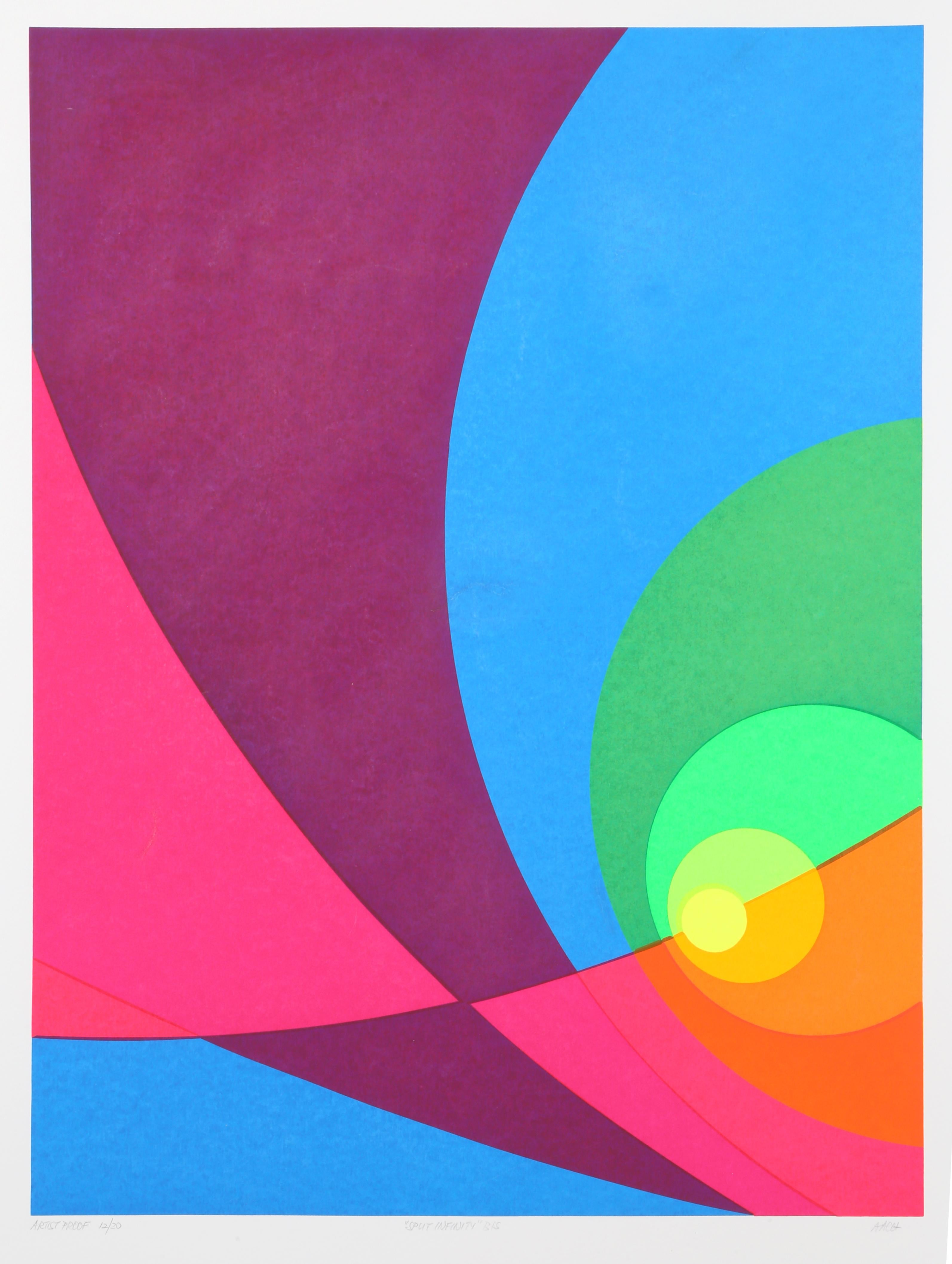 Split Infinity #B15, Colorful Geometric Silkscreen by Herbert Aach