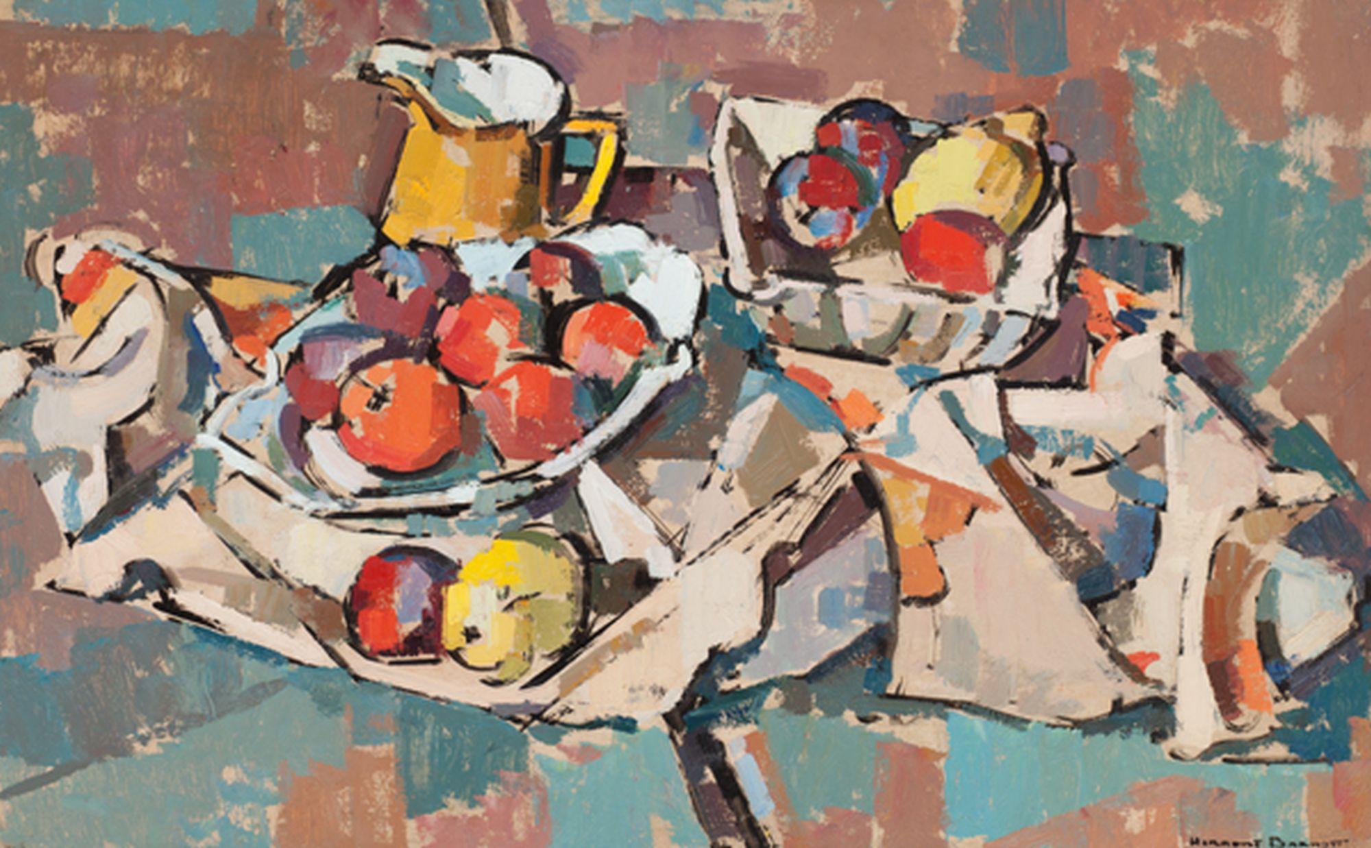 Still-Life Painting de Herbert Barnett - Compota y Jarra Amarilla