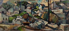 "The Quarry, " modernist oil painting on board by Herbert Barnett