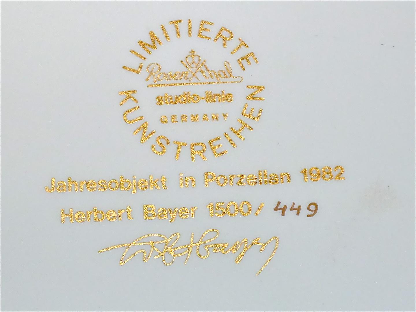 Herbert Bayer Art Porcelain Plate Rosenthal Limiterte Kunstreihen, 1982 Bauhaus For Sale 4