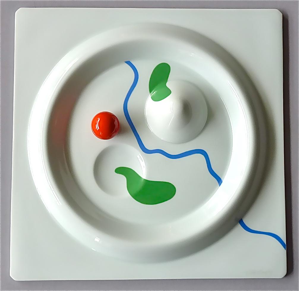 An important rare square Herbert Bayer art porcelain plate 