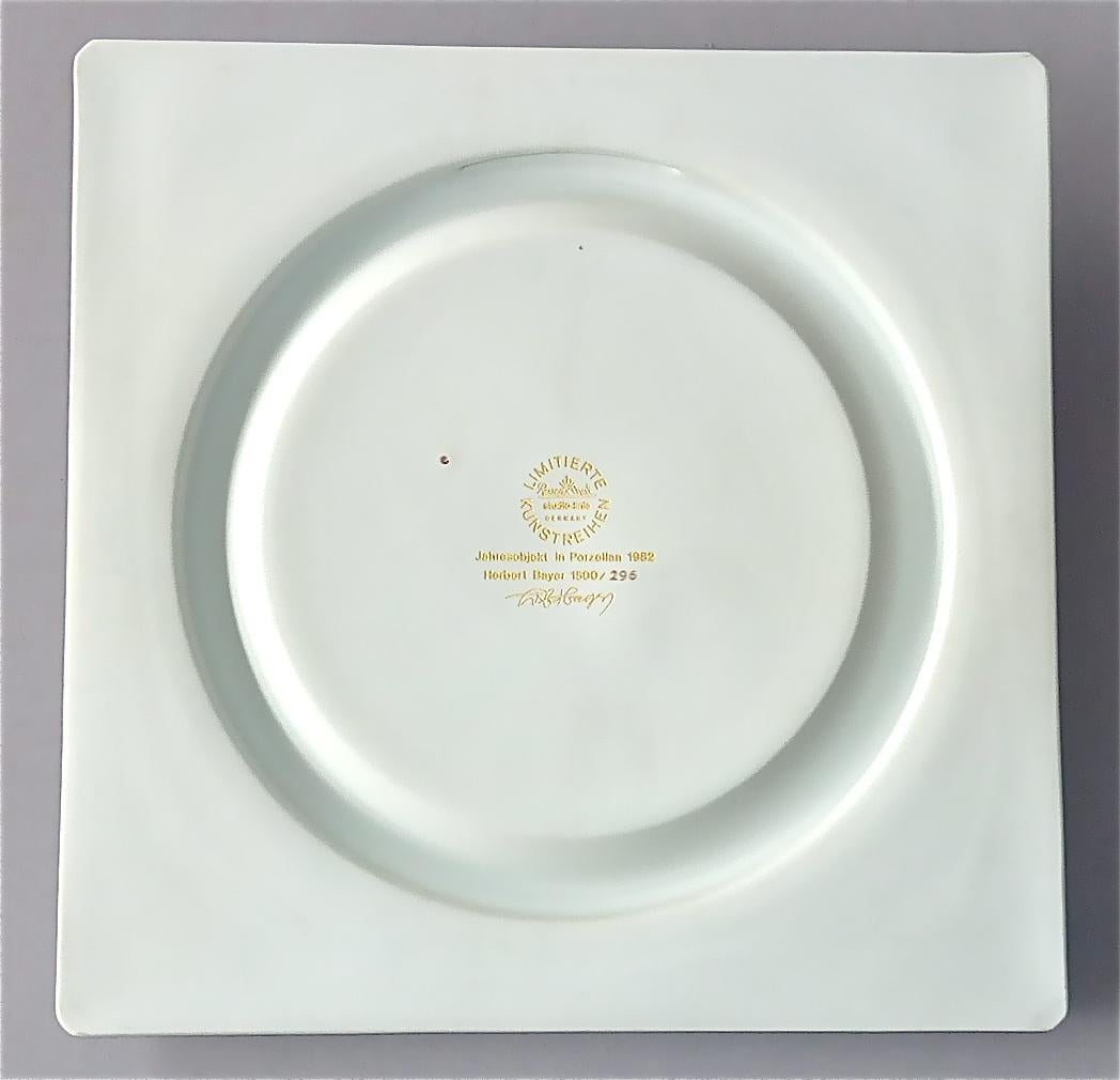 Glazed Herbert Bayer Art Porcelain Plate Rosenthal Limiterte Kunstreihen, 1982 Bauhaus For Sale