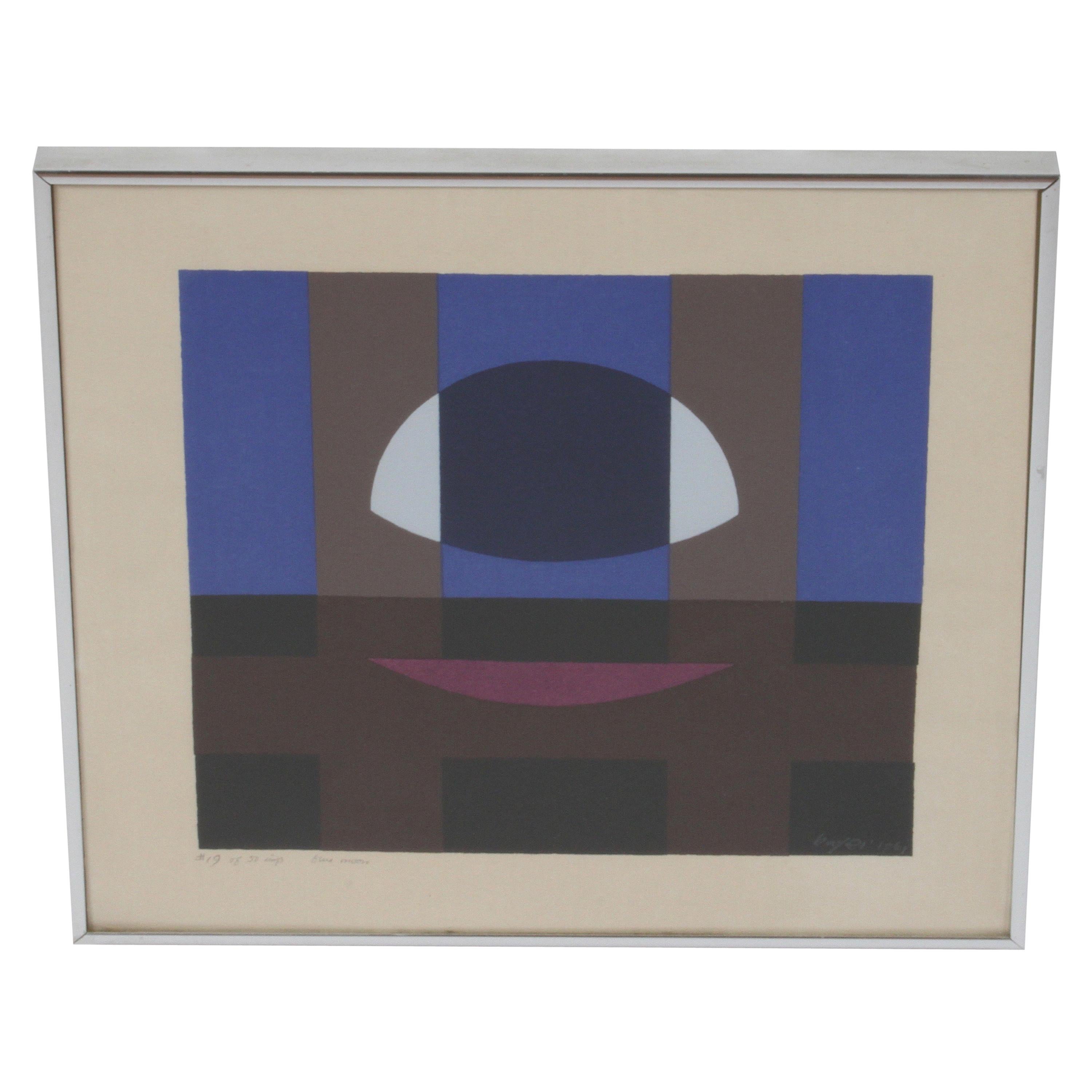 Herbert Bayer:: lithographie Blue Moon:: artiste du Bauhaus en vente