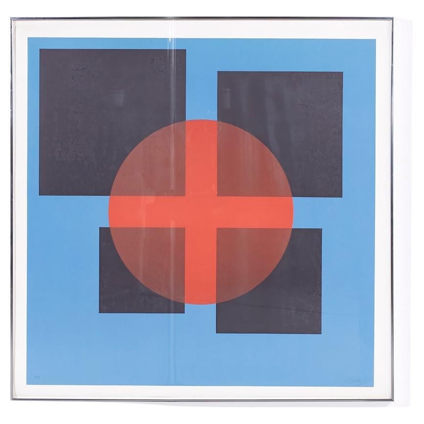 Herbert Bayer Arte di metà secolo Trasparenza rossa 1973 Serigrafia