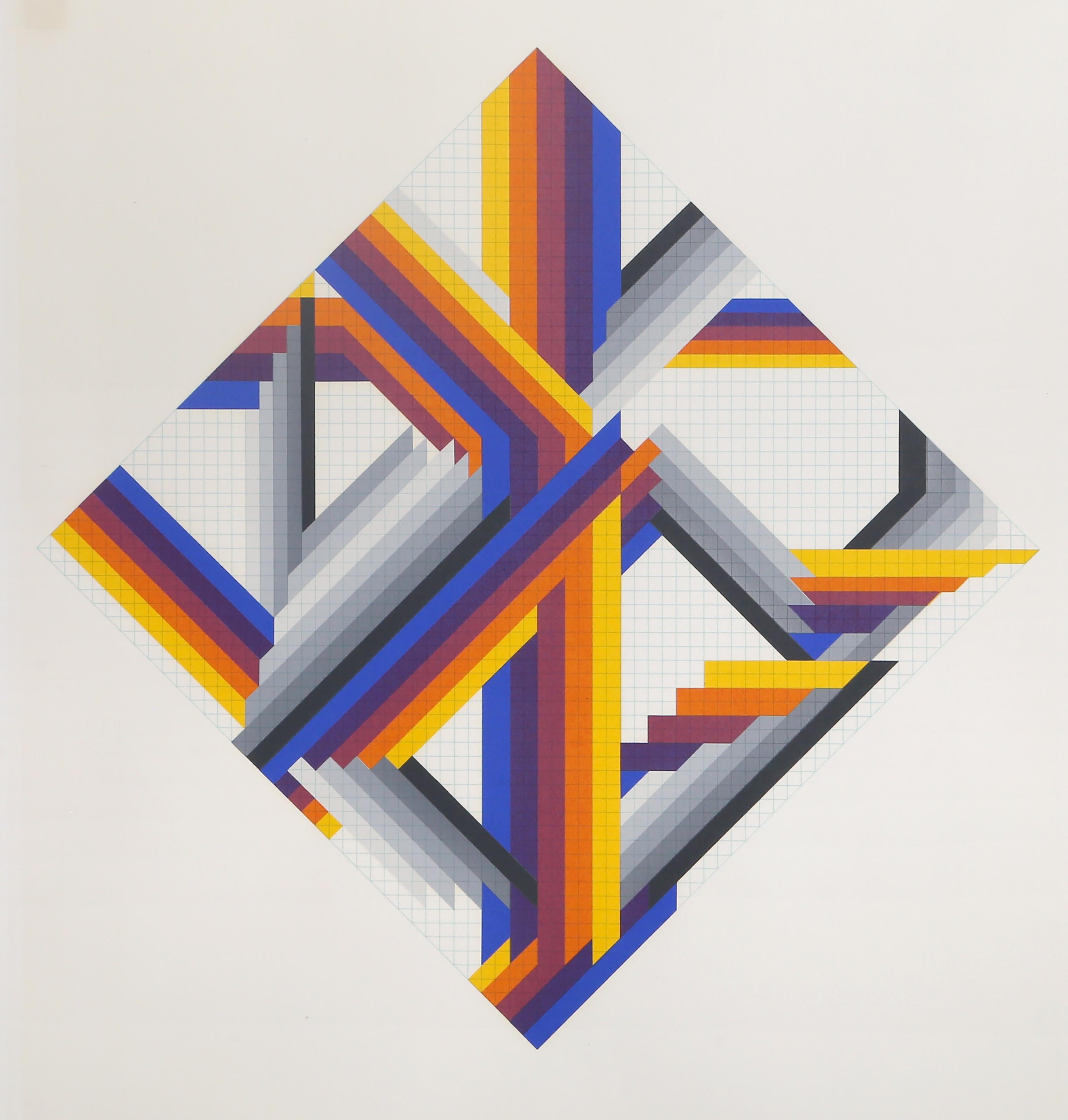 Building a House, Abstract Geometric Screenprint by Herbert Bayer For Sale 1