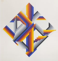 Building a House, Abstract Geometric Screenprint by Herbert Bayer