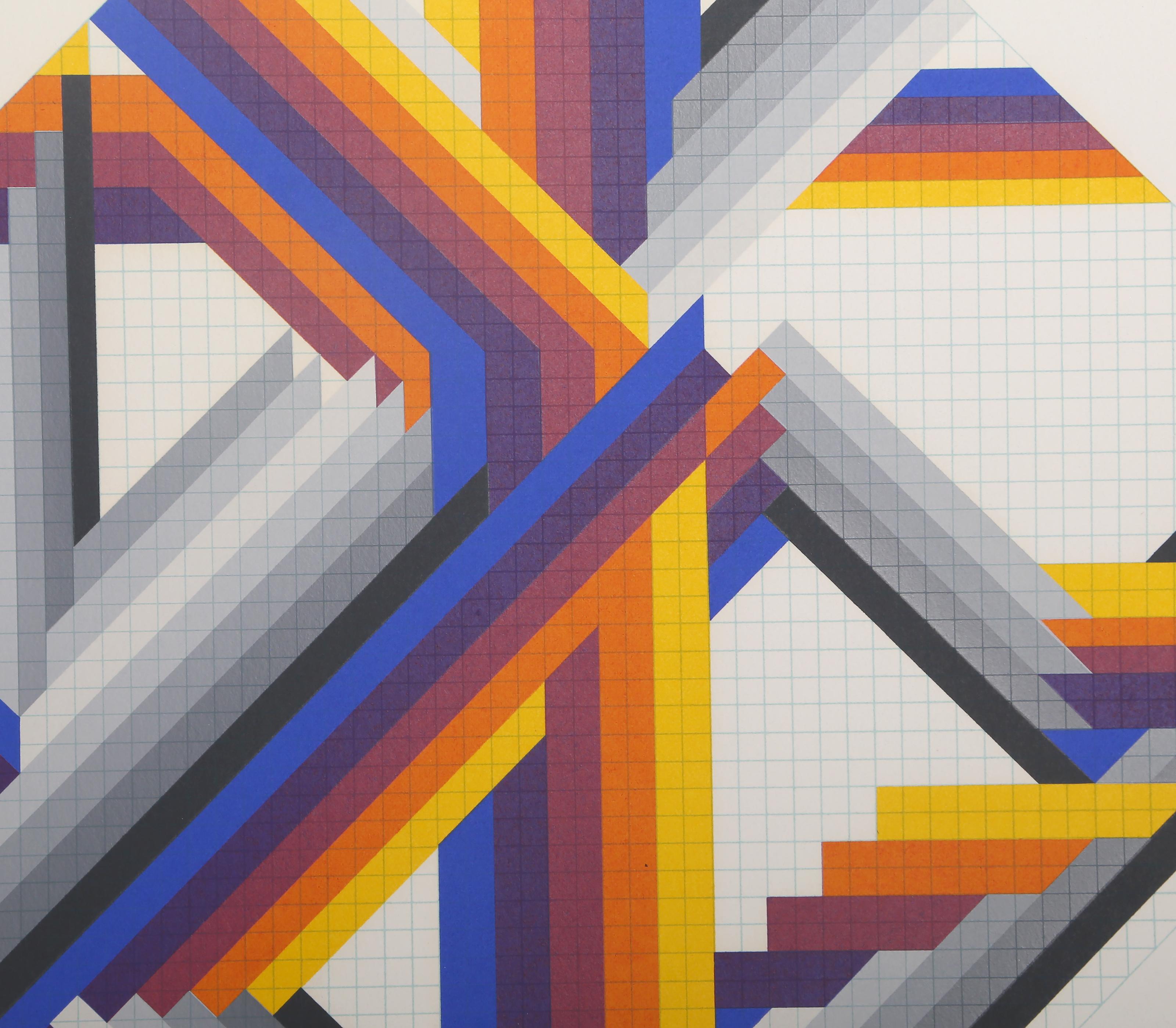 Building a House, Abstract Geometric Screenprint by Herbert Bayer For Sale 2