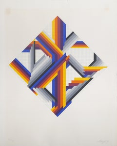 Ein Haus bauen, abstrakter geometrischer Siebdruck von Herbert Bayer
