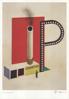 Herbert Bayer 'Verkaufs- und Werbekiosk Zigarettenmarke P'- Offsetlithographie
