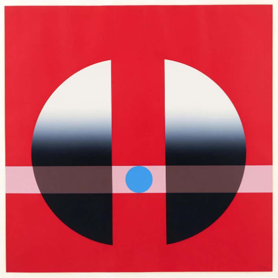 New Nucleus, Geometric Abstract Screenprint by Herbert Bayer