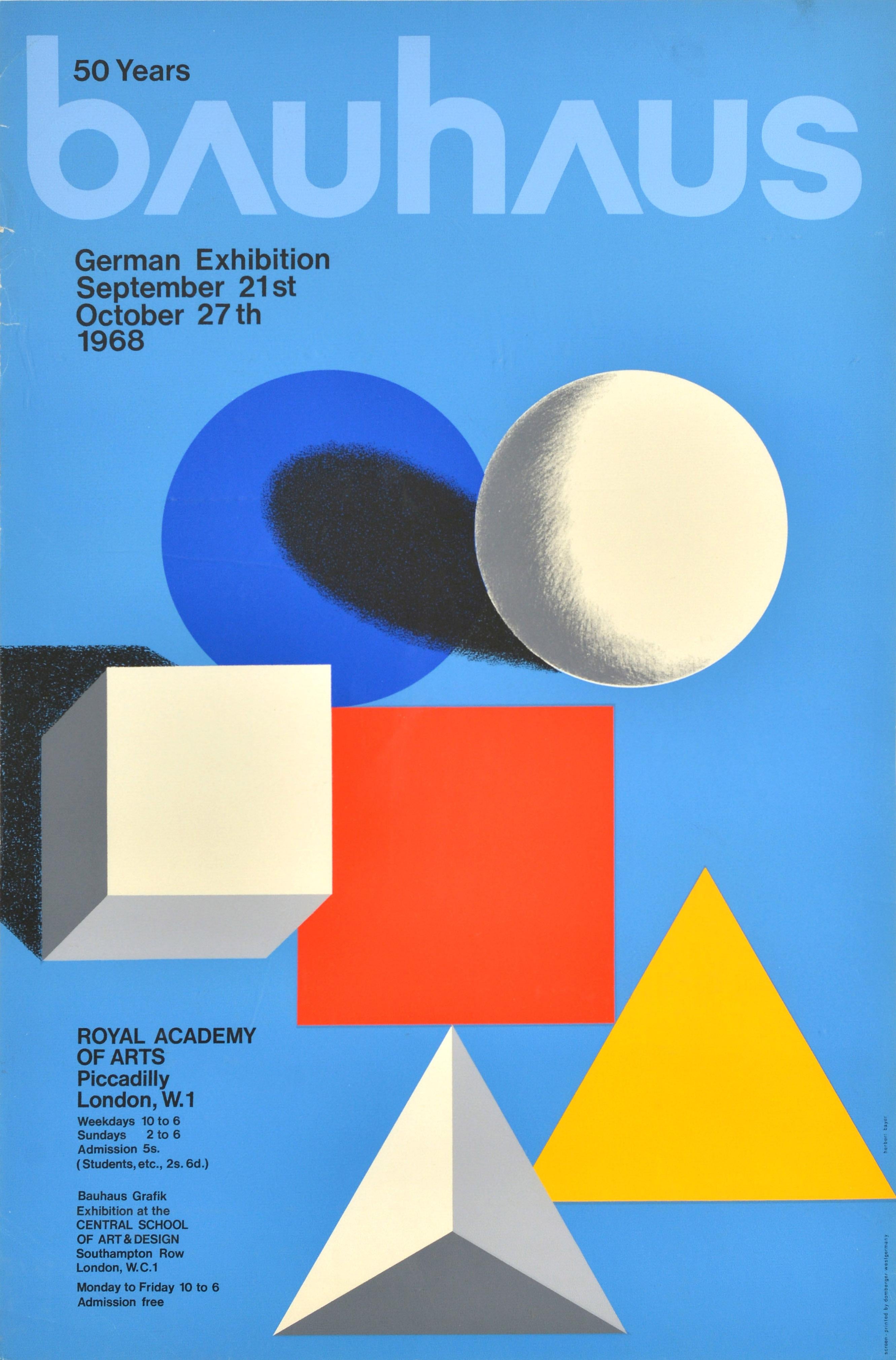 Print Herbert Bayer - Affiche publicitaire d'origine Bauhaus Exhibition Royal Academy Of Arts