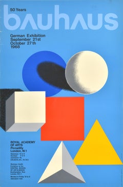 Original Vintage Advertising Poster Bauhaus Exhibition Royal Academy Of Arts