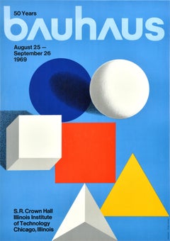 Original Vintage-Poster, Kunstausstellungsplakat, Bauhaus Chicago, Illinois, Herbert Bayer